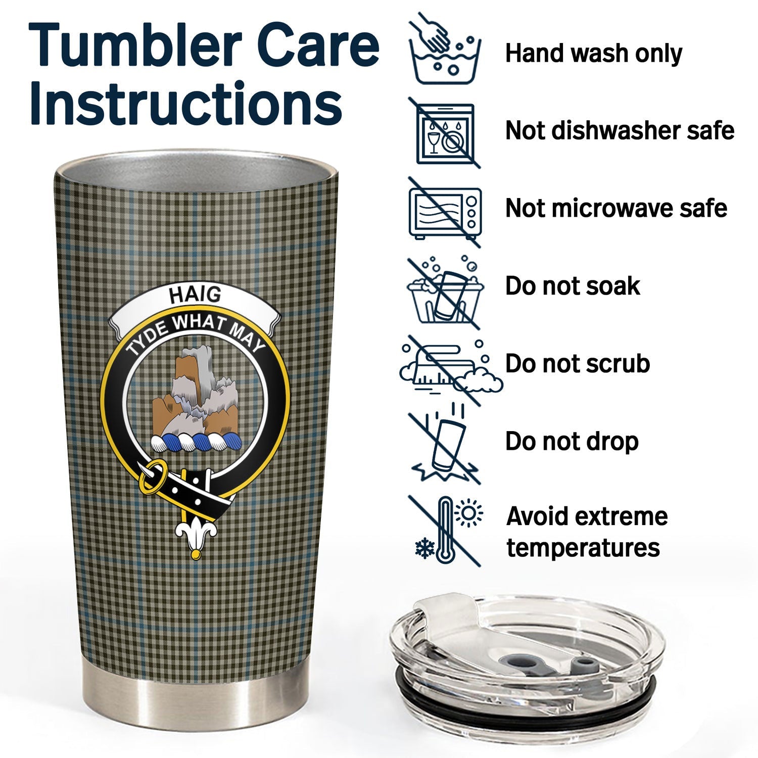 Clan Haig Check Tartan Crest Tumbler ED90 Clan Haig Tartan Today   
