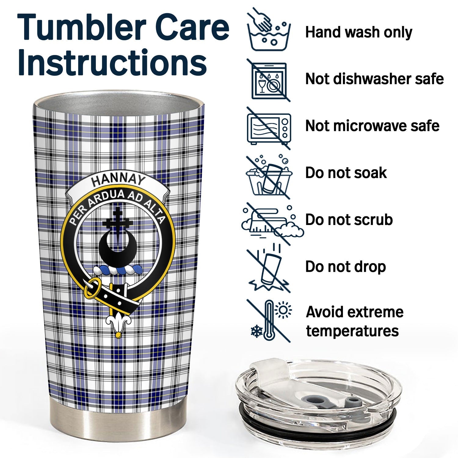 Clan Hannay Modern Tartan Crest Tumbler YO57 Clan Hannay Tartan Today   