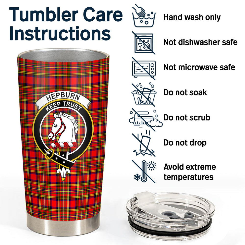 Clan Hepburn Tartan Crest Tumbler GN11 Clan Hepburn Tartan Today   