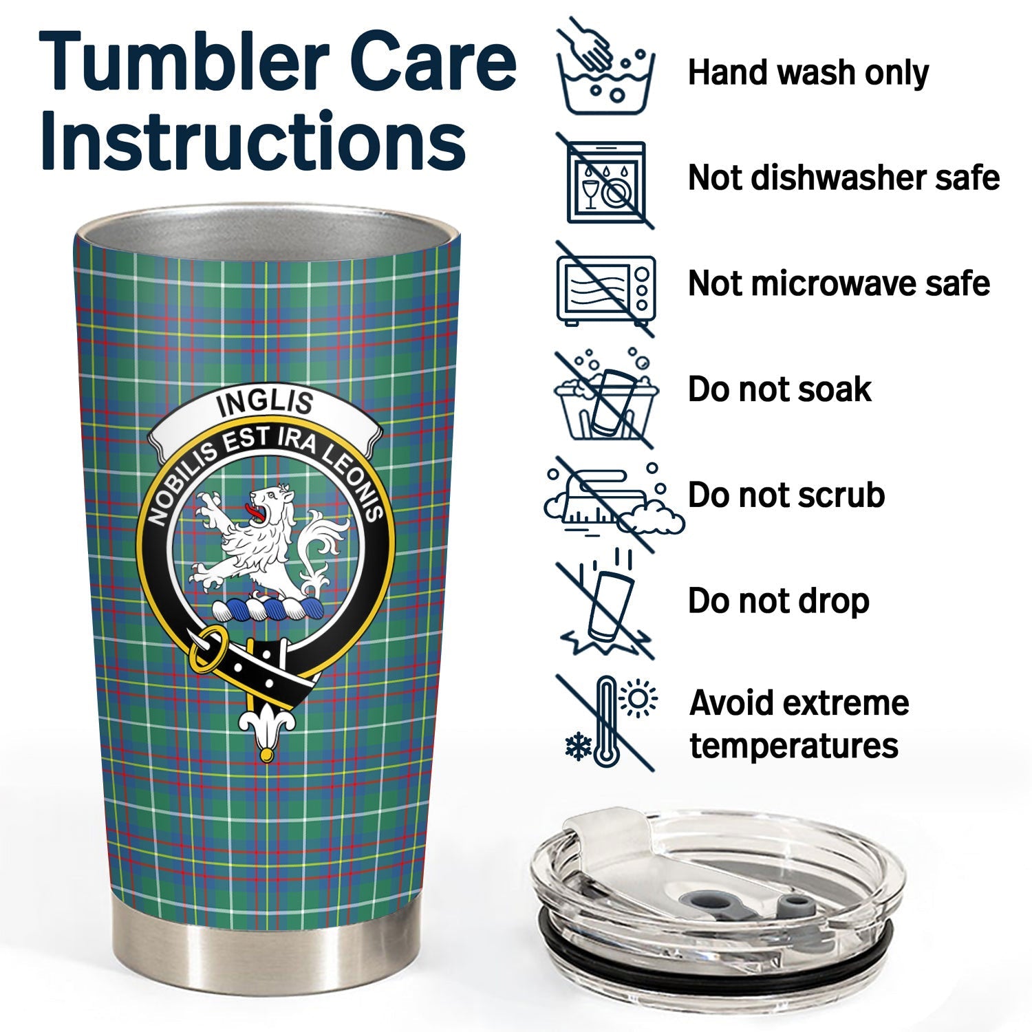 Clan Inglis Ancient Tartan Crest Tumbler RE10 Clan Inglis Tartan Today   