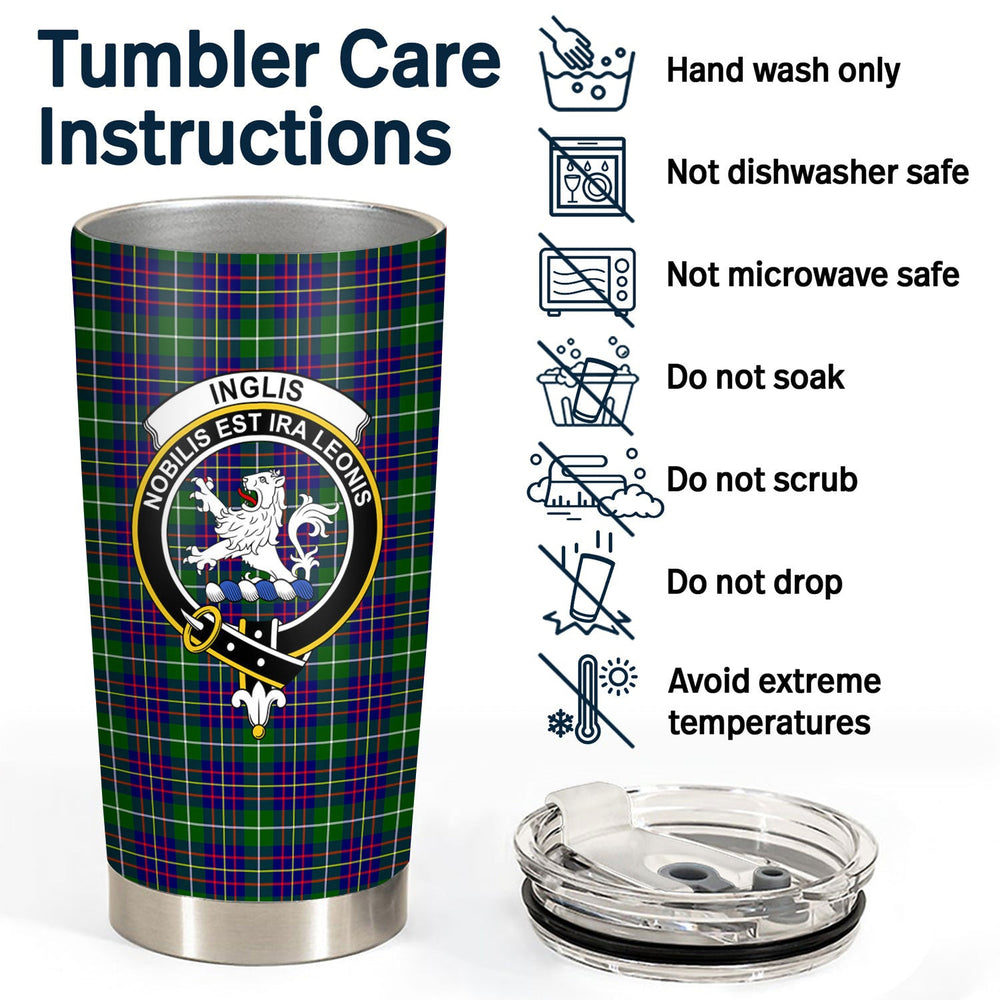 Clan Inglis Modern Tartan Crest Tumbler LN15 Clan Inglis Tartan Today   