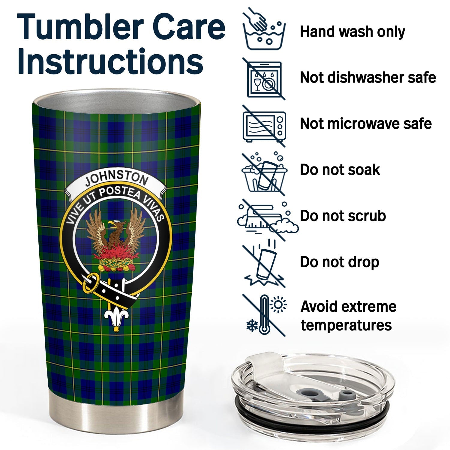 Clan Johnston of Caskieben Tartan Crest Tumbler AS98 Clan Johnston Tartan Today   