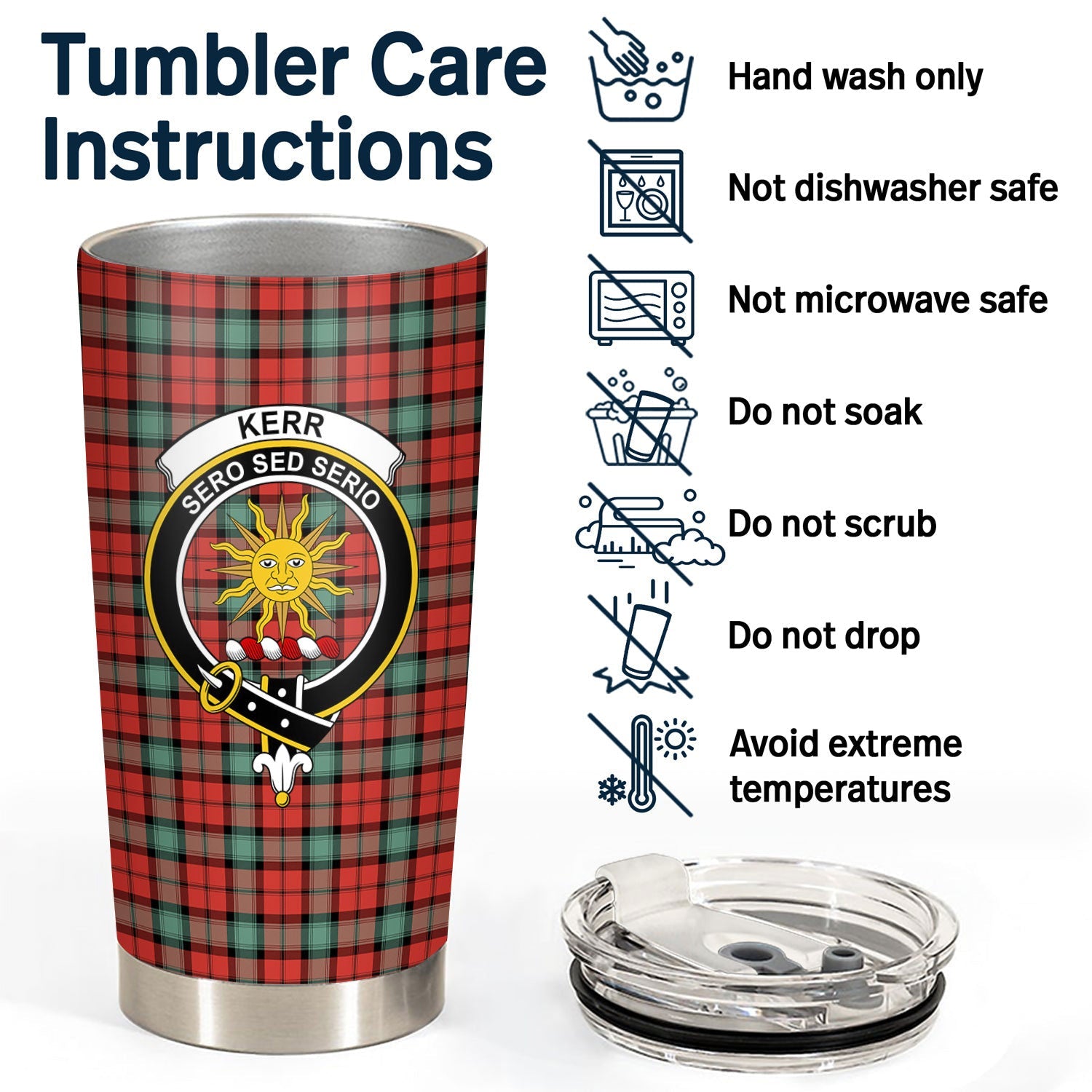 Clan Kerr Ancient Tartan Crest Tumbler CD26 Clan Kerr Tartan Today   