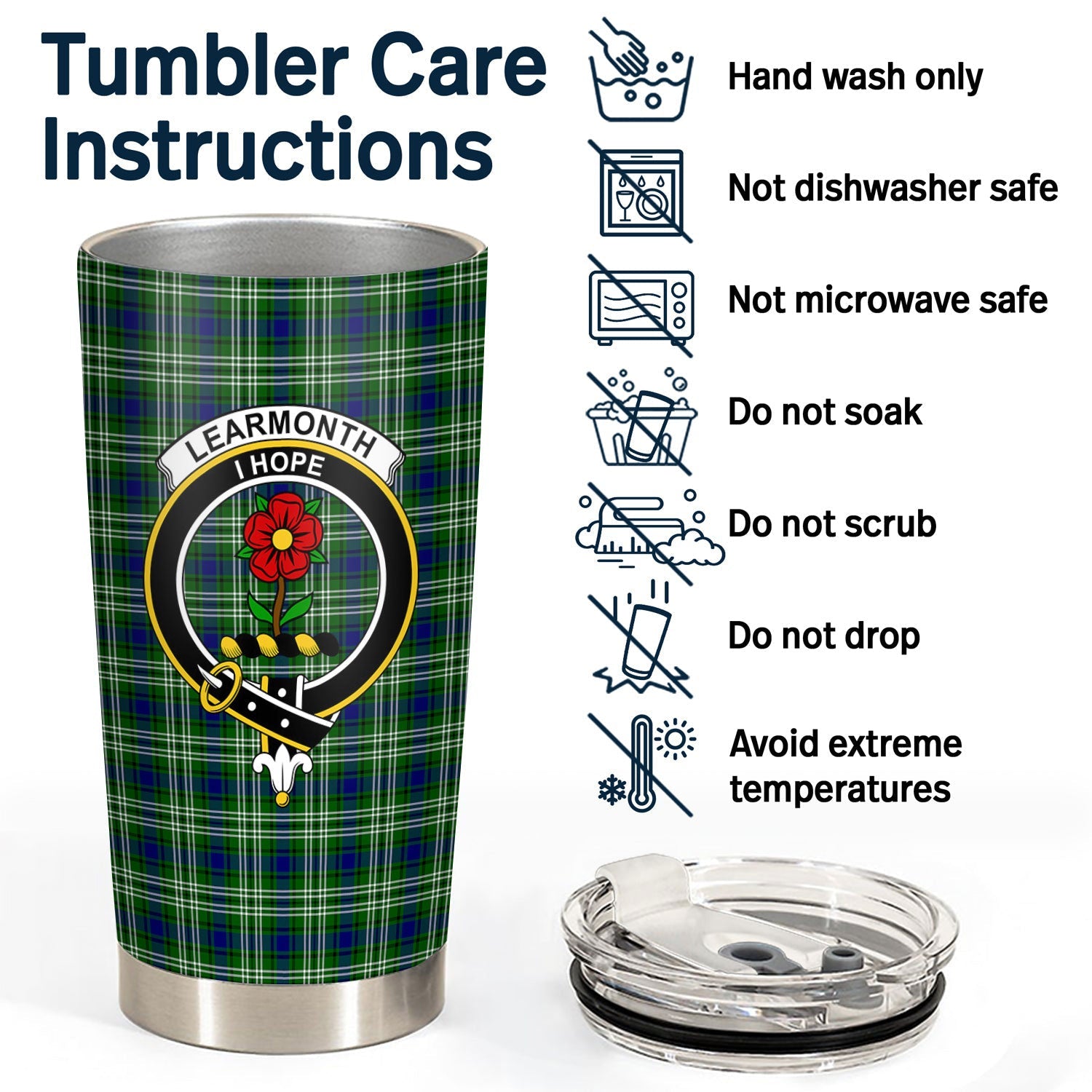 Clan Learmonth Tartan Crest Tumbler UC41 Clan Learmonth Tartan Today   