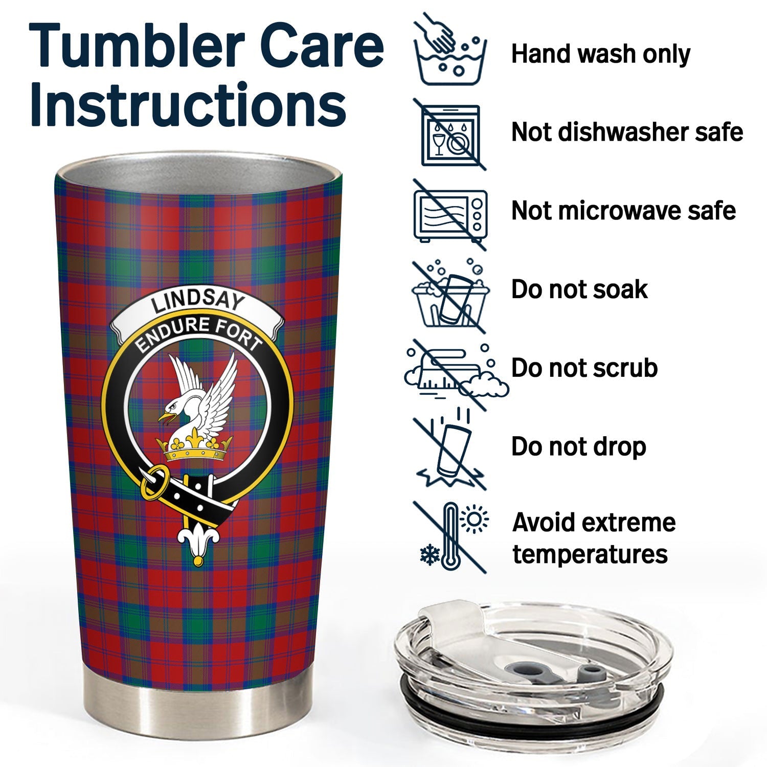 Clan Lindsay Modern Tartan Crest Tumbler KR32 Clan Lindsay Tartan Today   