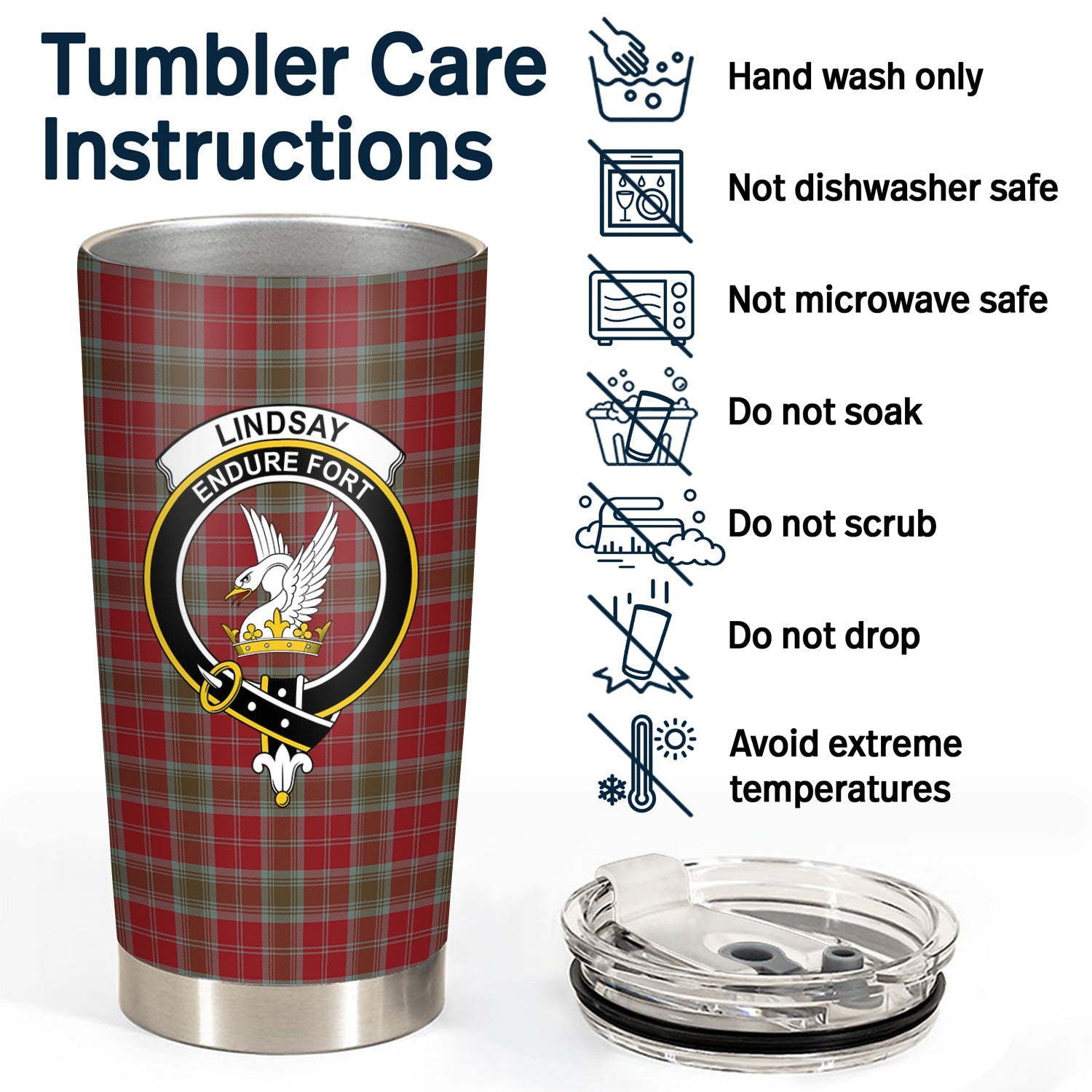 Clan Lindsay Weathered Tartan Crest Tumbler YG72 Clan Lindsay Tartan Today   