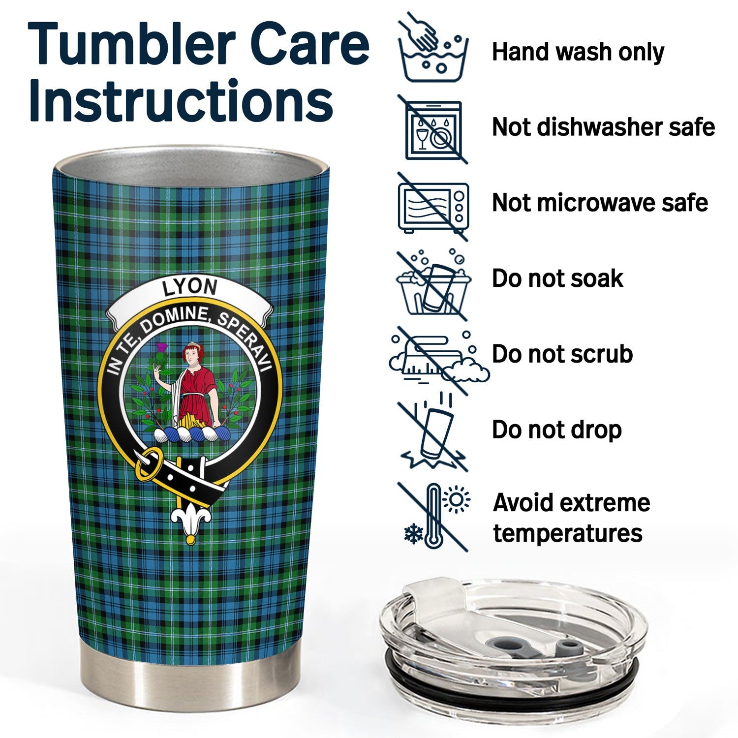 Clan Lyon Tartan Crest Tumbler AY49 Clan Hall Tartan Today   