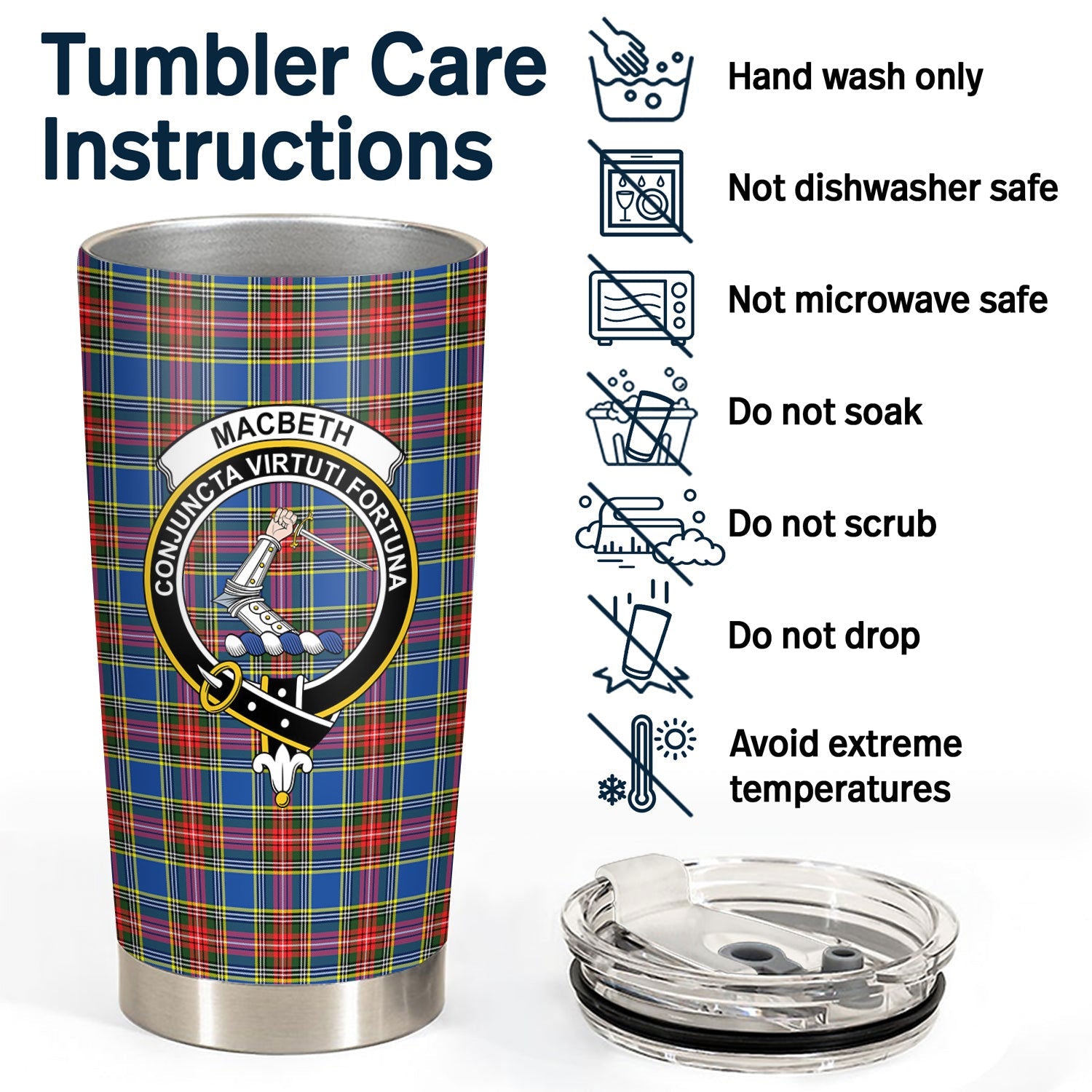Clan MacBeth Modern Tartan Crest Tumbler HH98 Clan MacBeth Tartan Today   