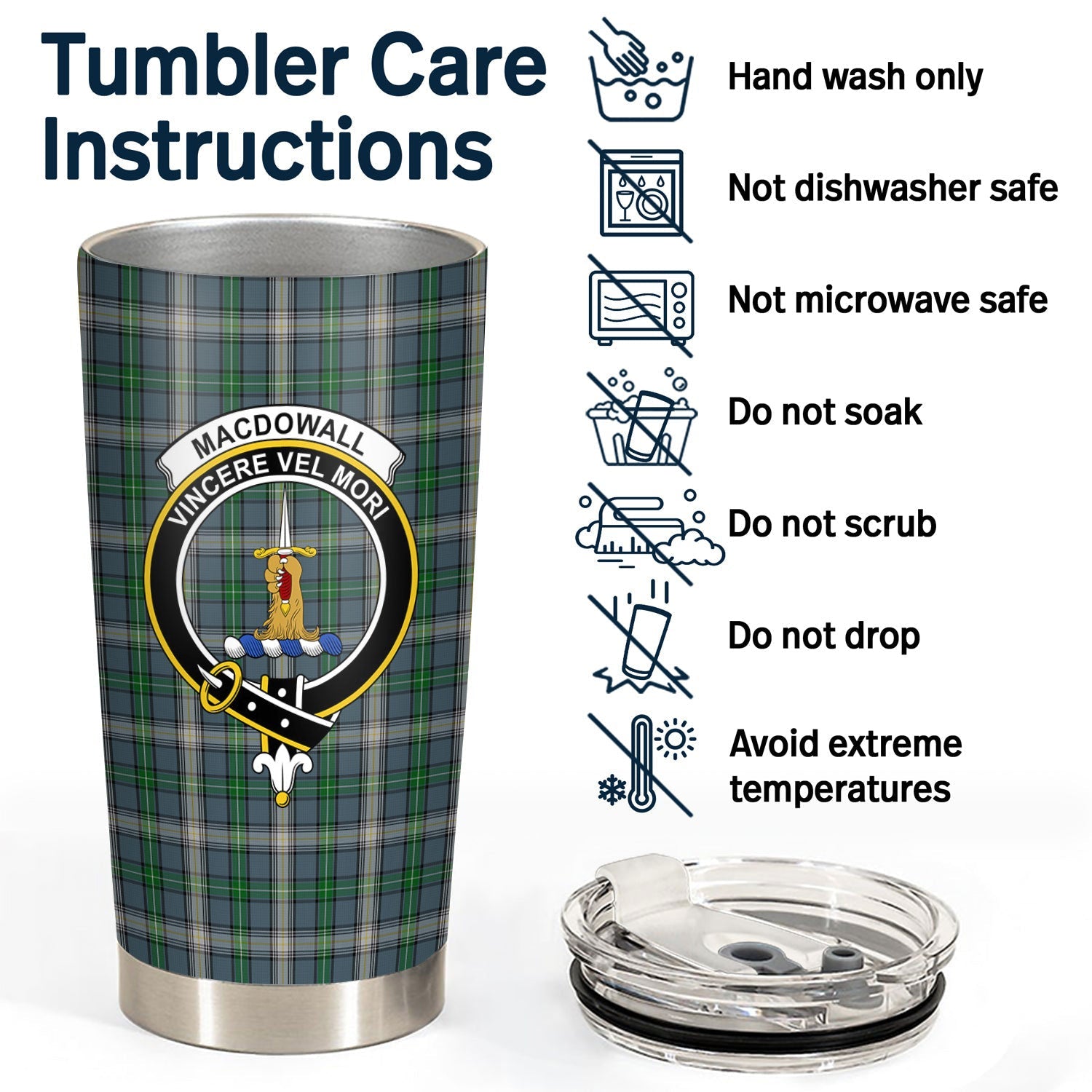 Clan MacDowall Tartan Crest Tumbler IM72 Clan MacDowall Tartan Today   