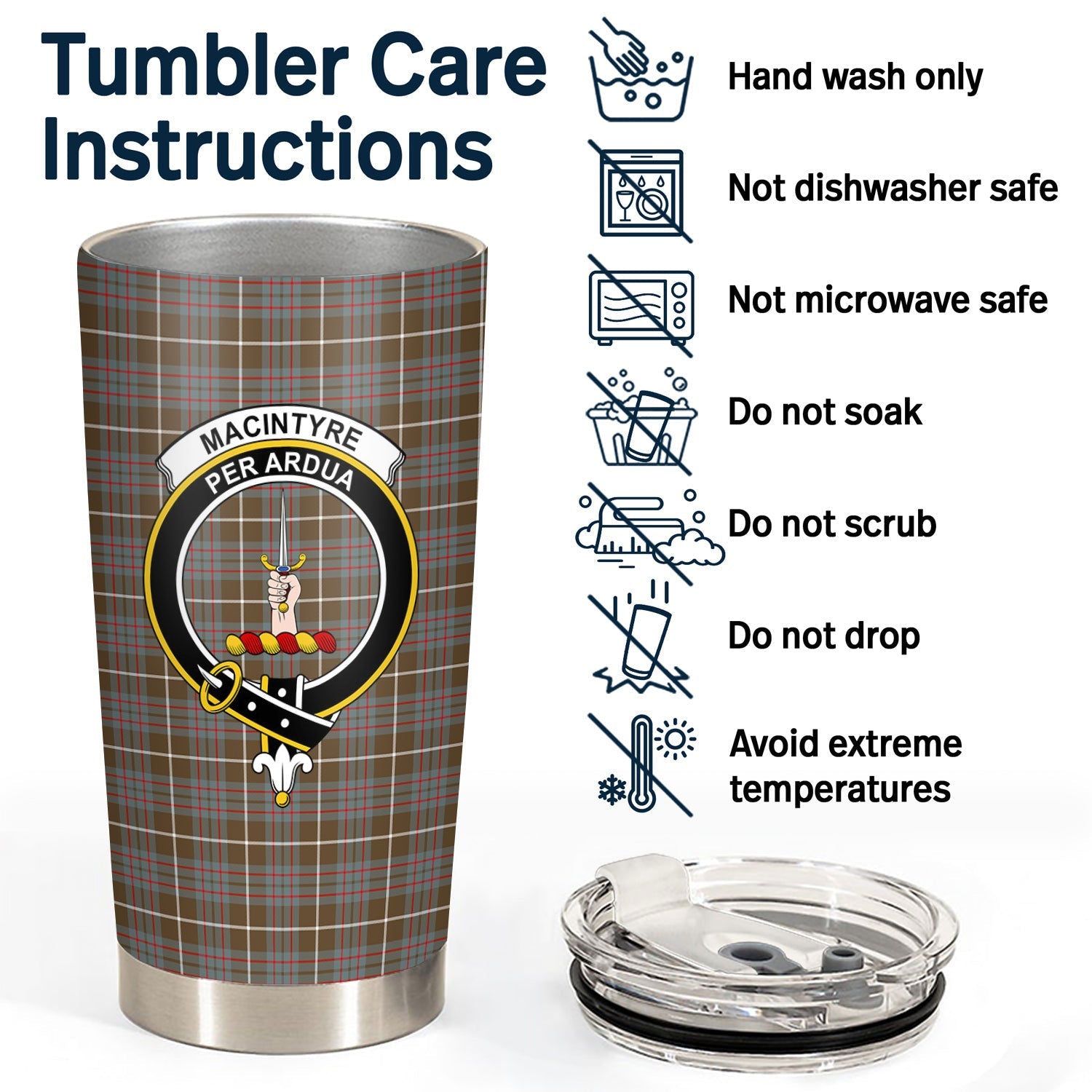 Clan MacIntyre Hunting Weathered Tartan Crest Tumbler KC92 Clan MacIntyre Tartan Today   