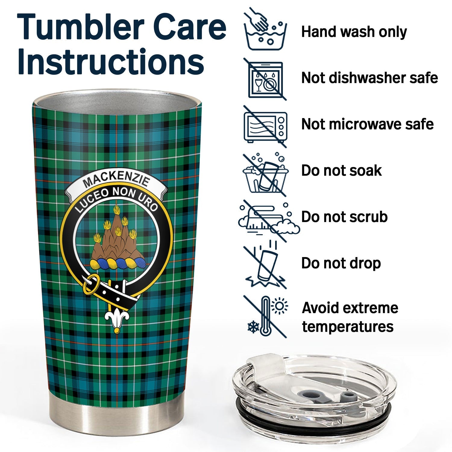 Clan MacKenzie Ancient Tartan Crest Tumbler JJ63 Clan MacKenzie Clan MacKenzie   