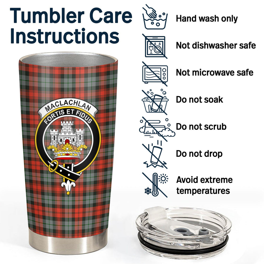 Clan MacLachlan Weathered Tartan Crest Tumbler NE50 Clan Hall Tartan Today   