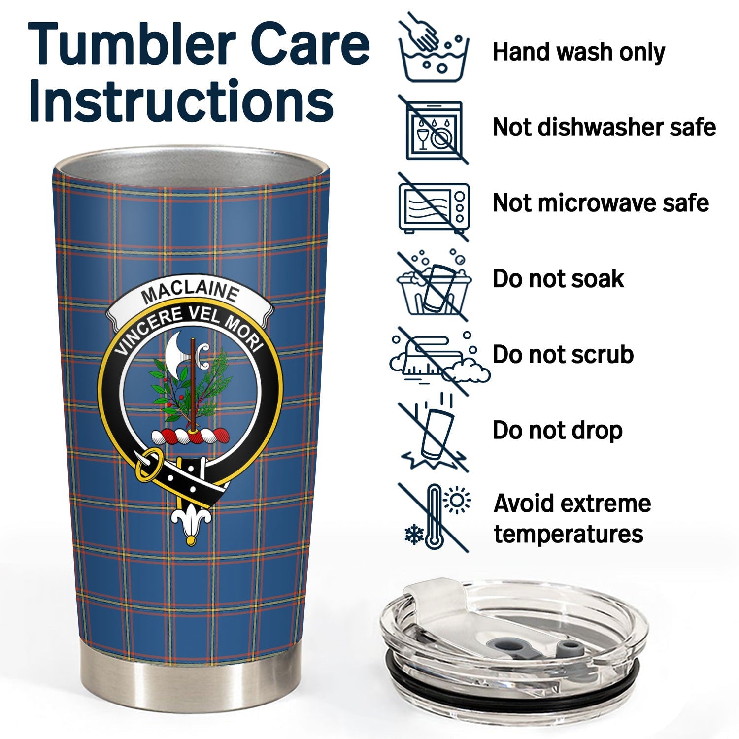 Clan MacLaine of Loch Buie Hunting Ancient Tartan Crest Tumbler MY15 Clan Hall Tartan Today   