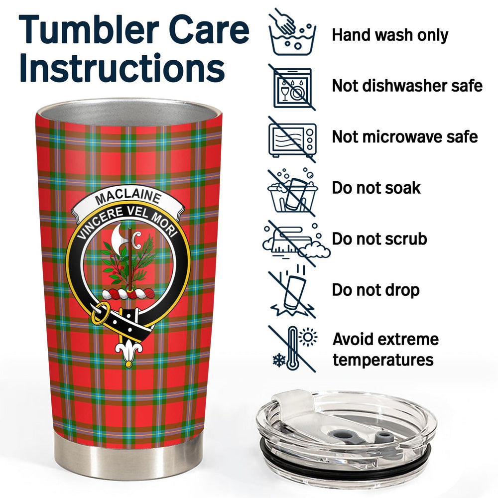Clan MacLaine of Loch Buie Tartan Crest Tumbler CQ87 Clan Hall Tartan Today   