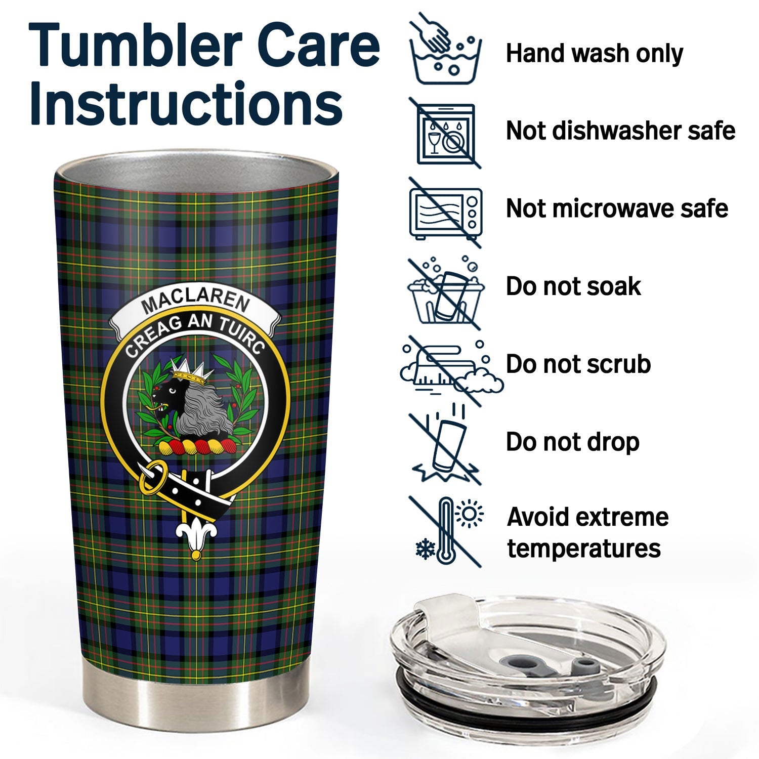 Clan MacLaren Modern Tartan Crest Tumbler JM56 Clan Hall Tartan Today   