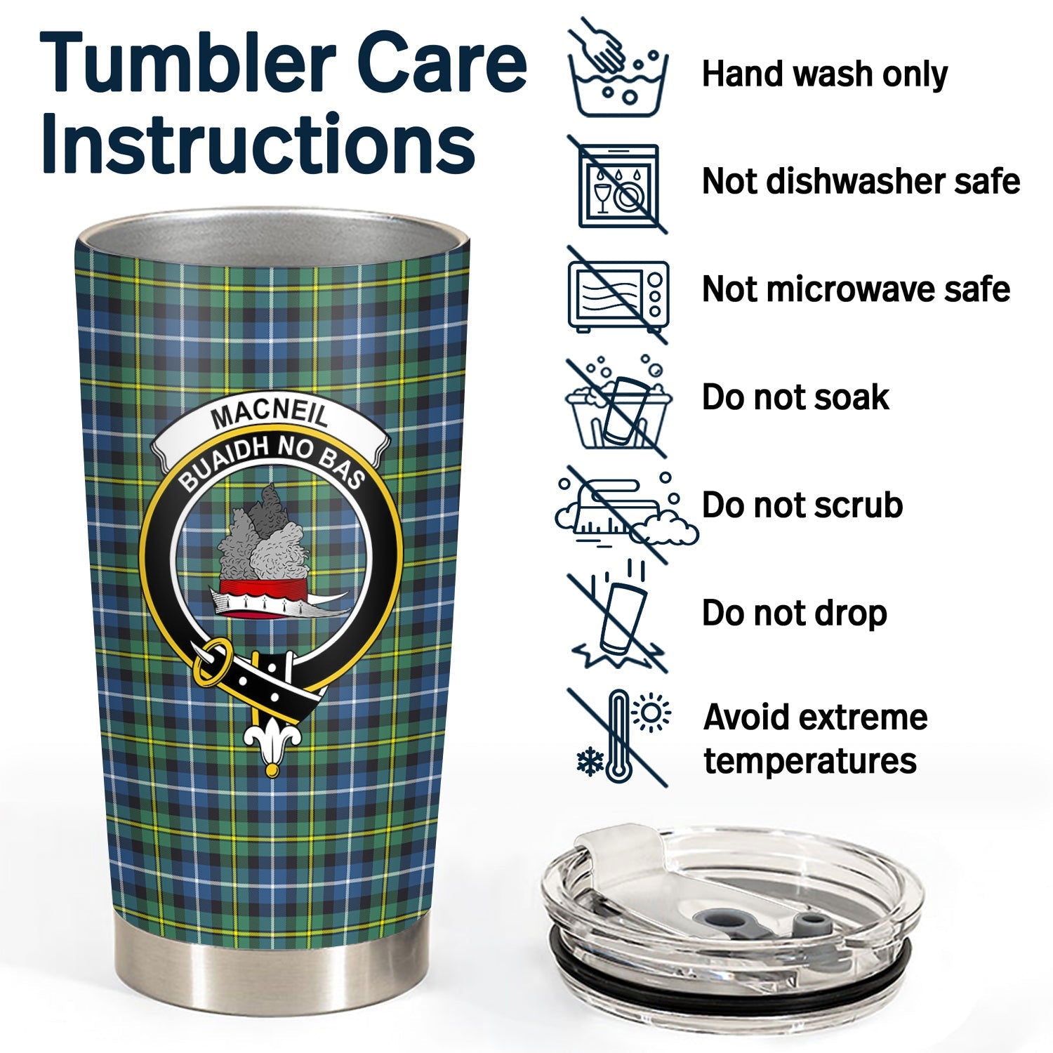 Clan MacNeil of Barra Ancient Tartan Crest Tumbler TZ91 Clan MacNeil / MacNeill Tartan Today   