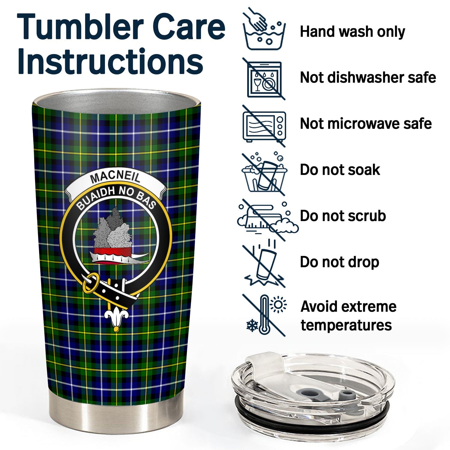 Clan MacNeil of Barra Modern Tartan Crest Tumbler BD81 Clan MacNeil / MacNeill Tartan Today   