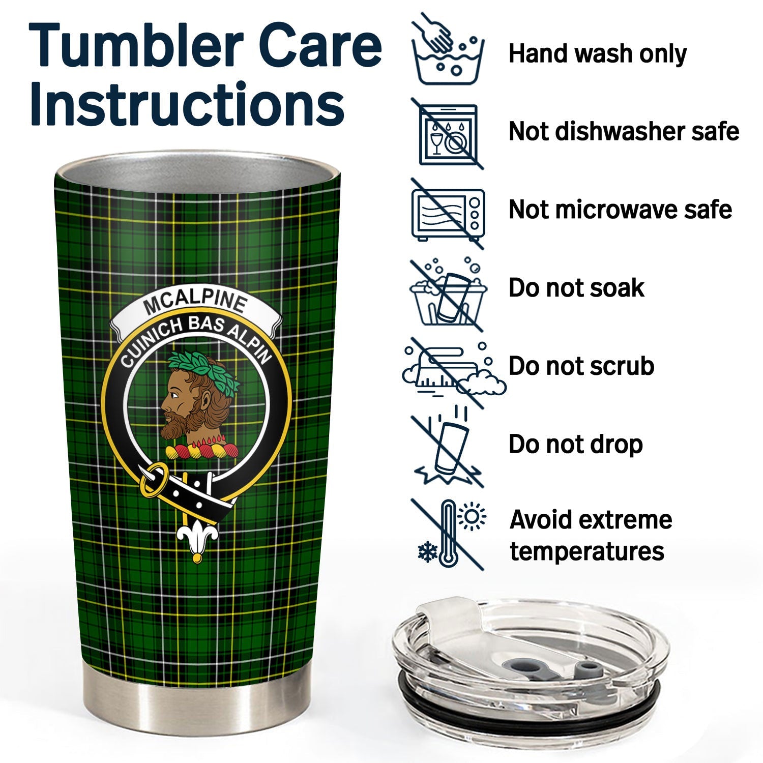 Clan McAlpine Modern Tartan Crest Tumbler TZ89 Clan Hall Tartan Today   