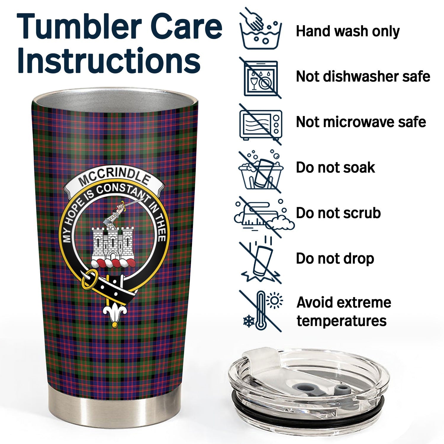 Clan McCrindle Tartan Crest Tumbler II13 Clan Hall Tartan Today   