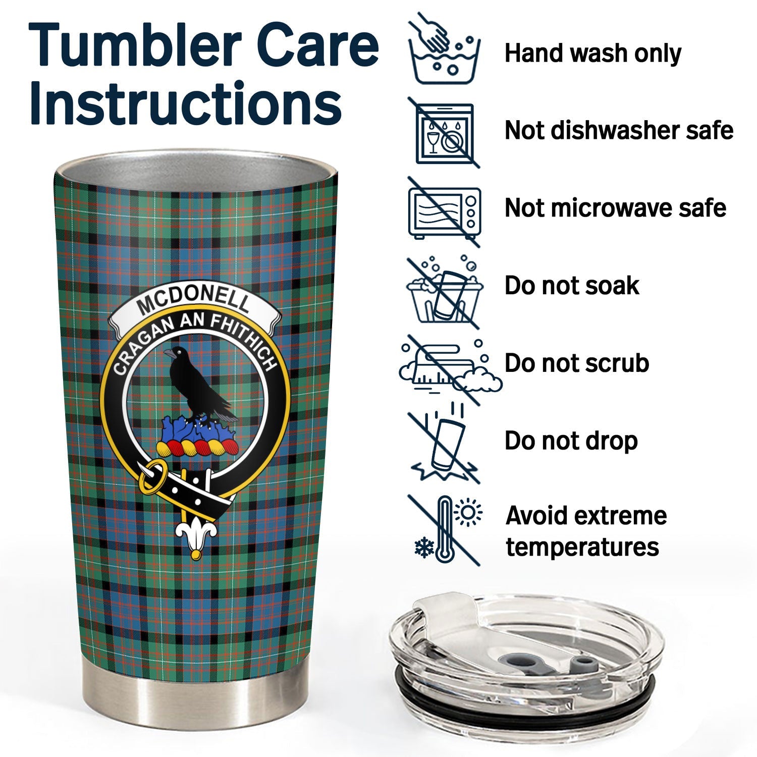 Clan McDonnell of Glengarry Ancient Tartan Crest Tumbler MH49 Clan Glen Tartan Today   