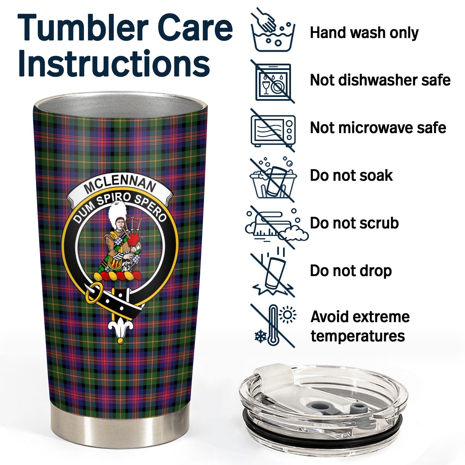 Clan McLellan Modern Tartan Crest Tumbler IB28 Clan Hall Tartan Today   