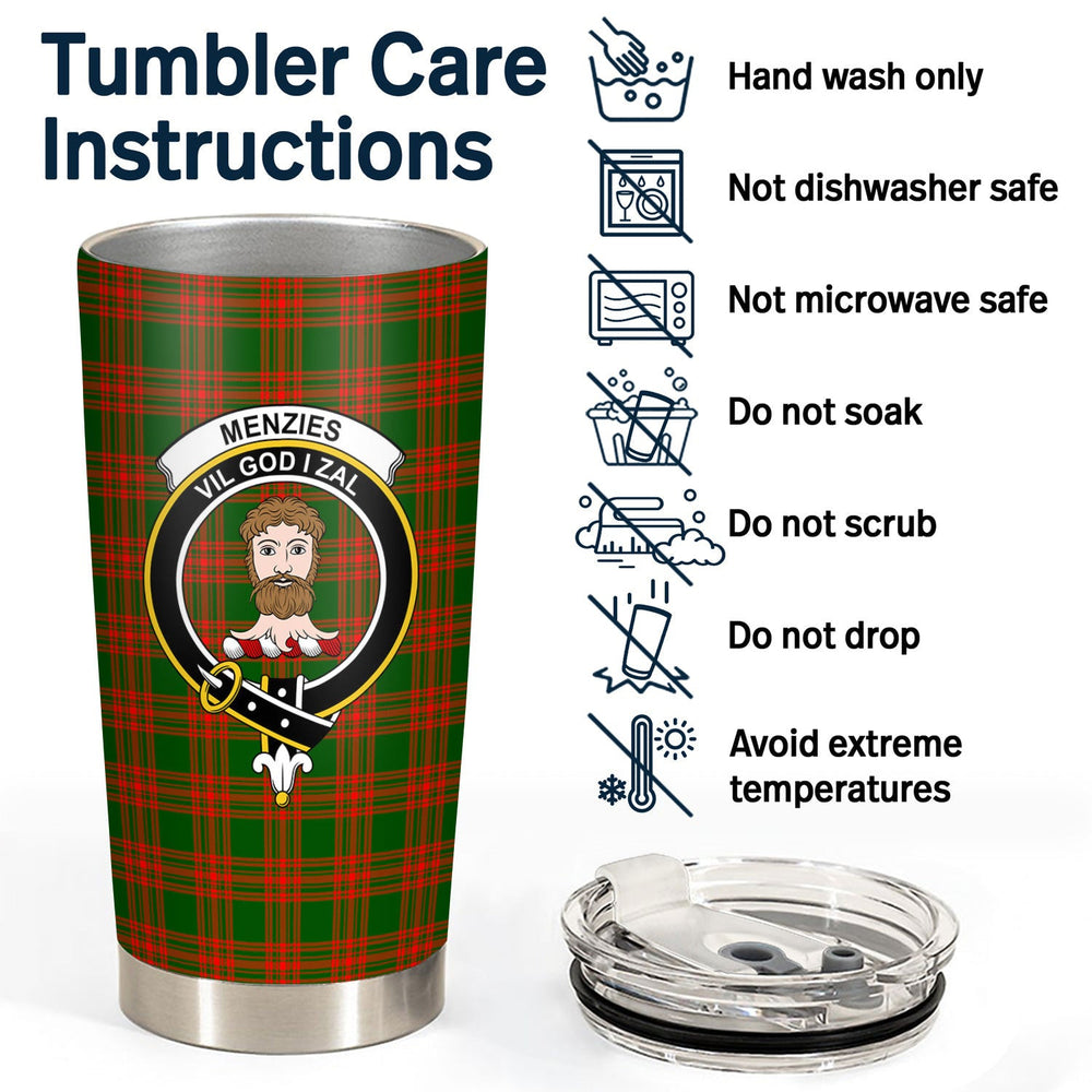 Clan Menzies Green Modern Tartan Crest Tumbler LD31 Clan Menzies Tartan Today   