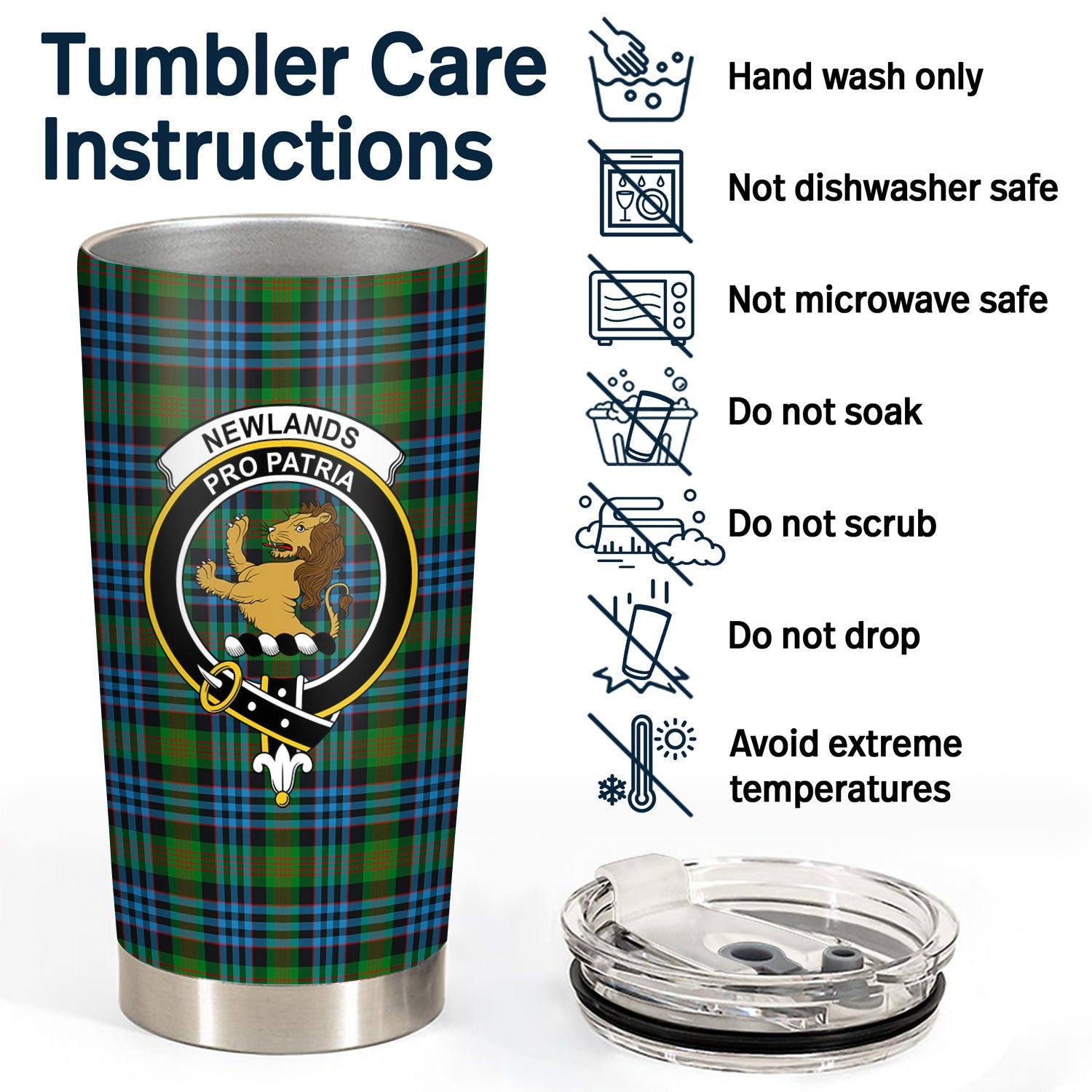 Clan Newlands Tartan Crest Tumbler KL46 Clan Newlands Tartan Today   