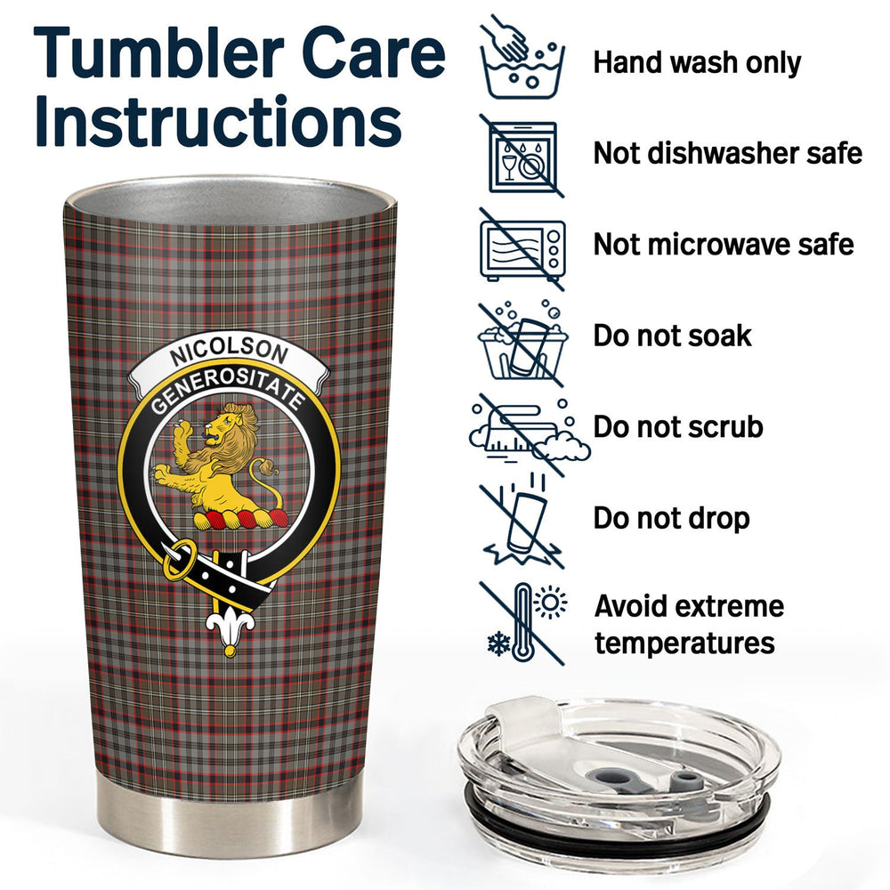 Clan Nicolson Hunting Weathered Tartan Crest Tumbler RK25 Clan Nicolson Tartan Today   