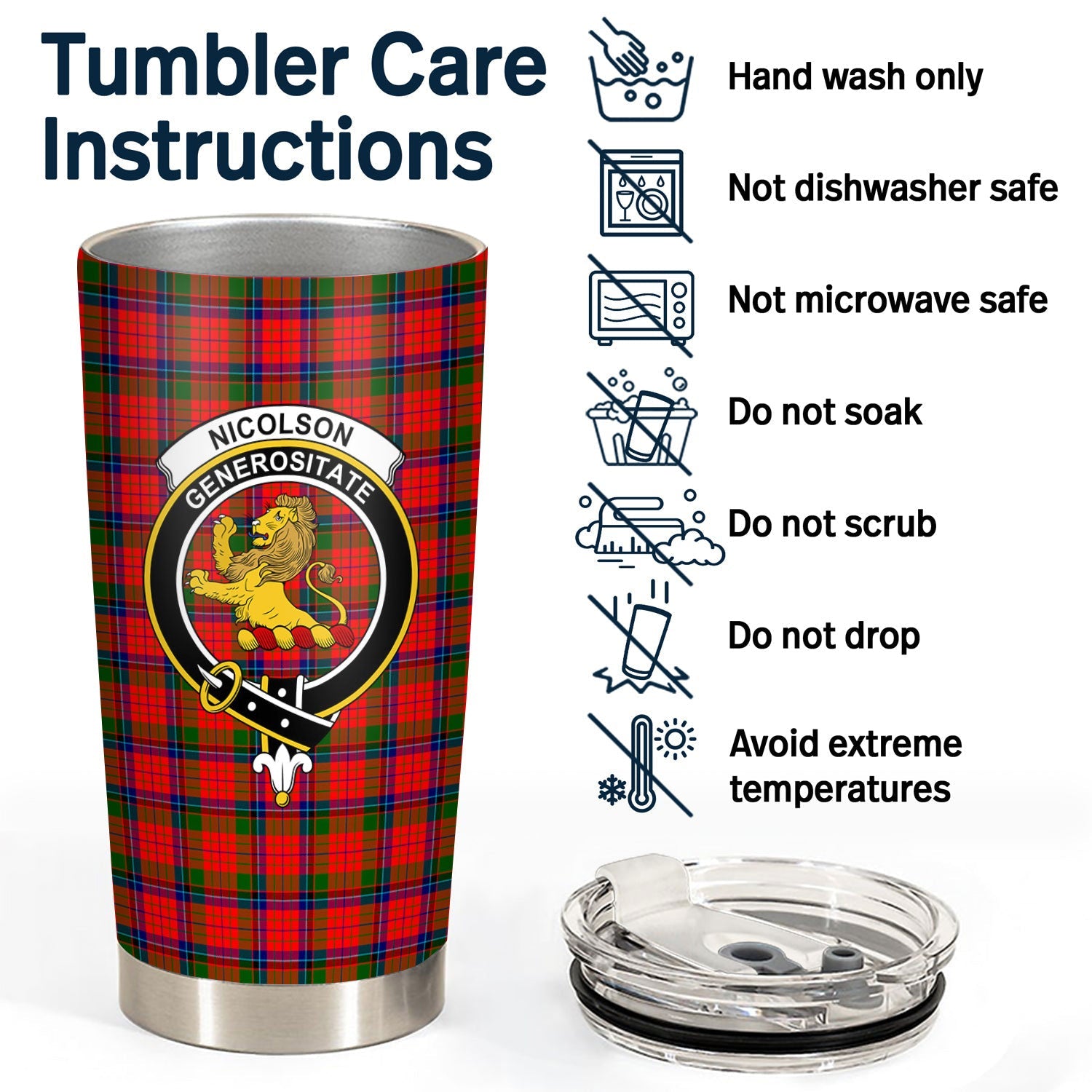 Clan Nicolson Modern Tartan Crest Tumbler LM85 Clan Nicolson Tartan Today   