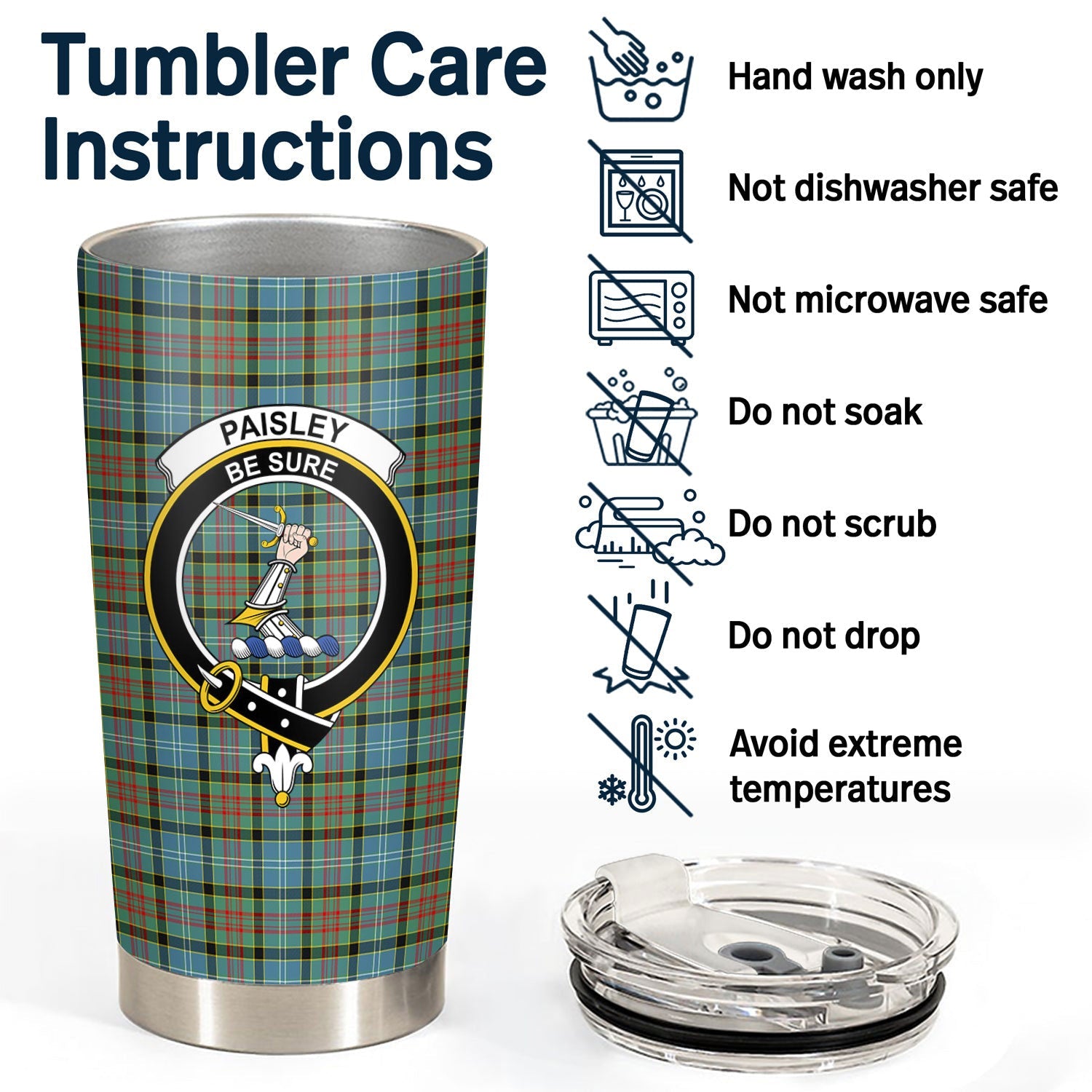 Clan Paisley District Tartan Crest Tumbler WR59 Clan Paisley Tartan Today   
