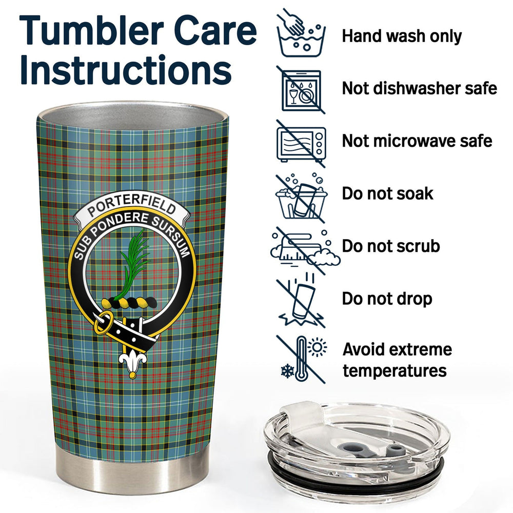 Clan Porterfield Tartan Crest Tumbler GX93 Clan Hall Tartan Today   