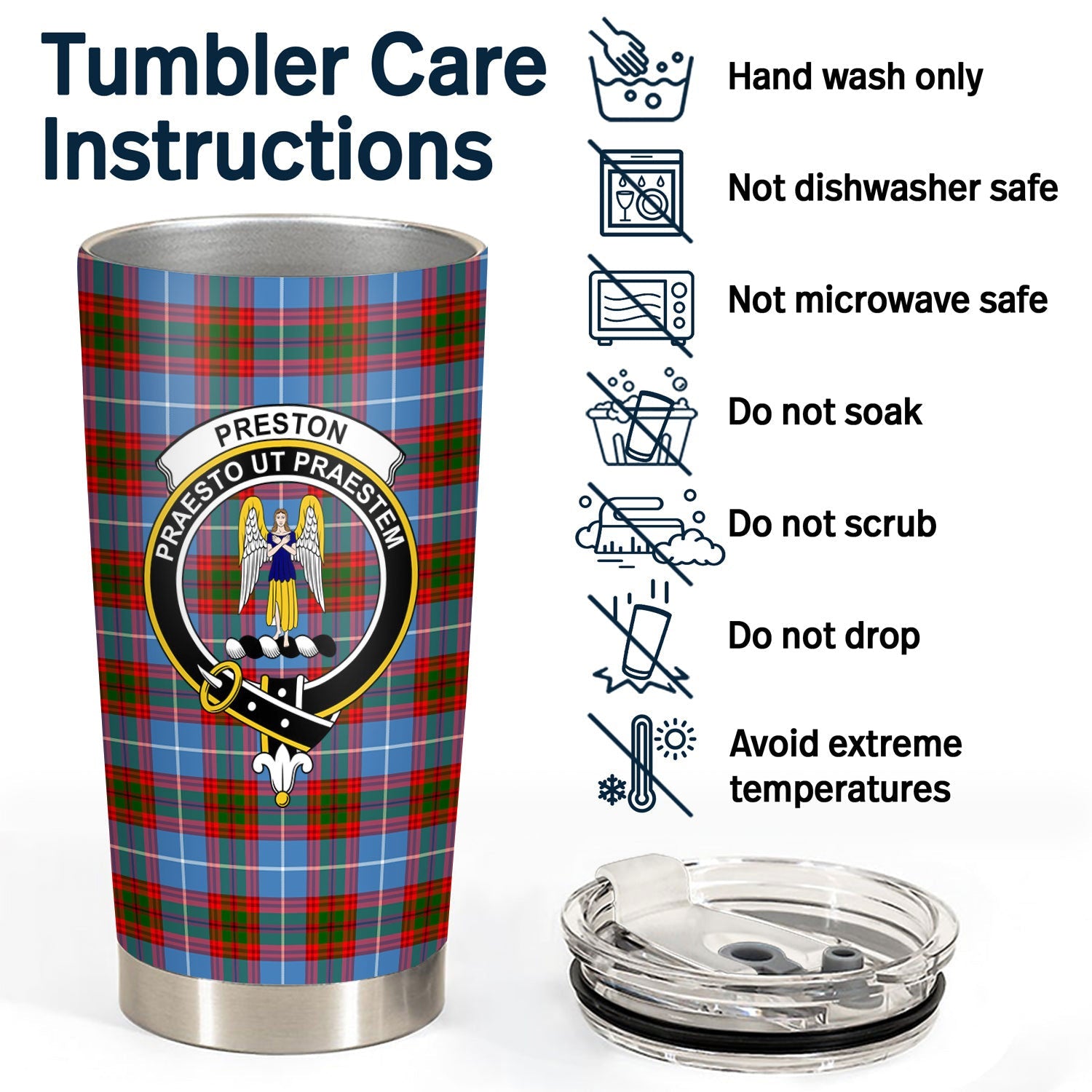 Clan Preston Tartan Crest Tumbler BW16 Clan Preston Tartan Today   