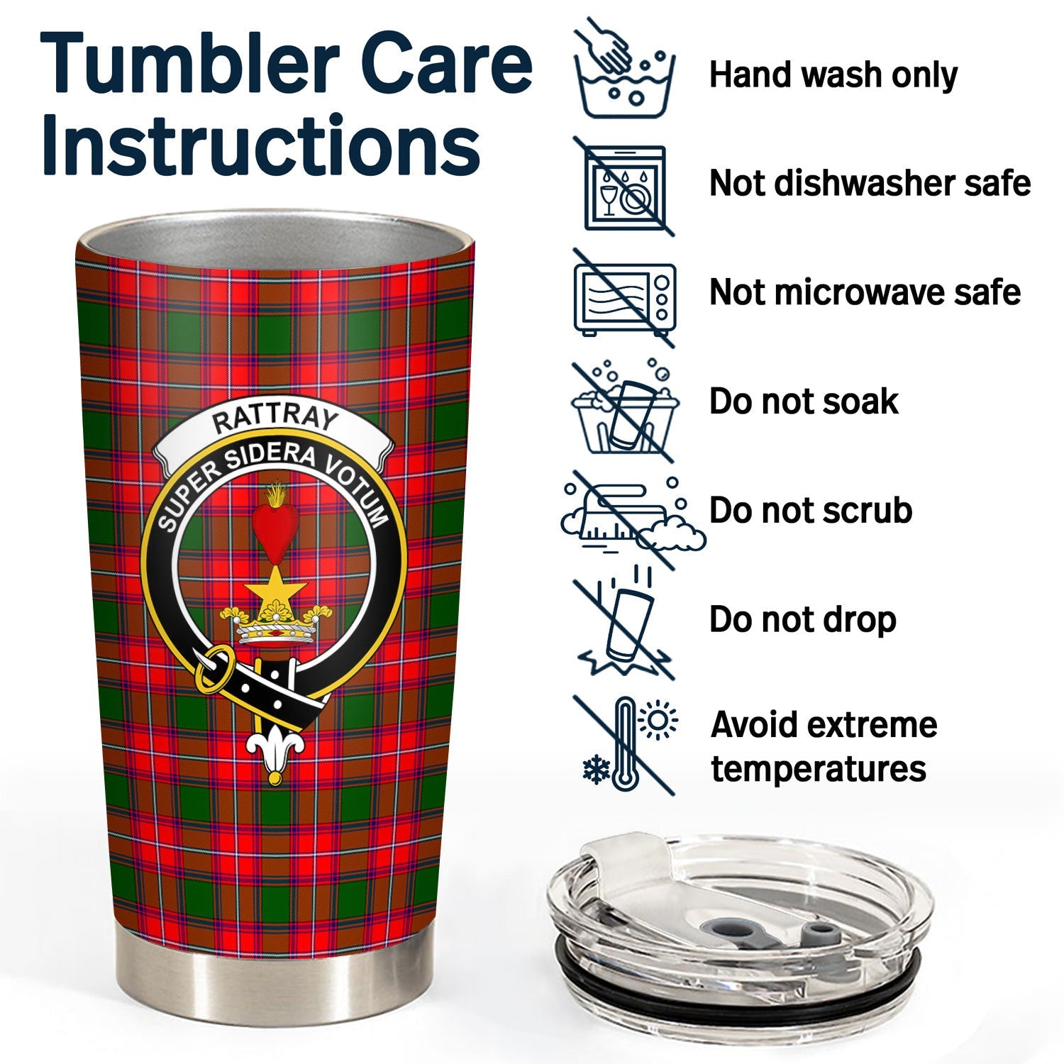 Clan Rattray Modern Tartan Crest Tumbler VX35 Clan Rattray Tartan Today   