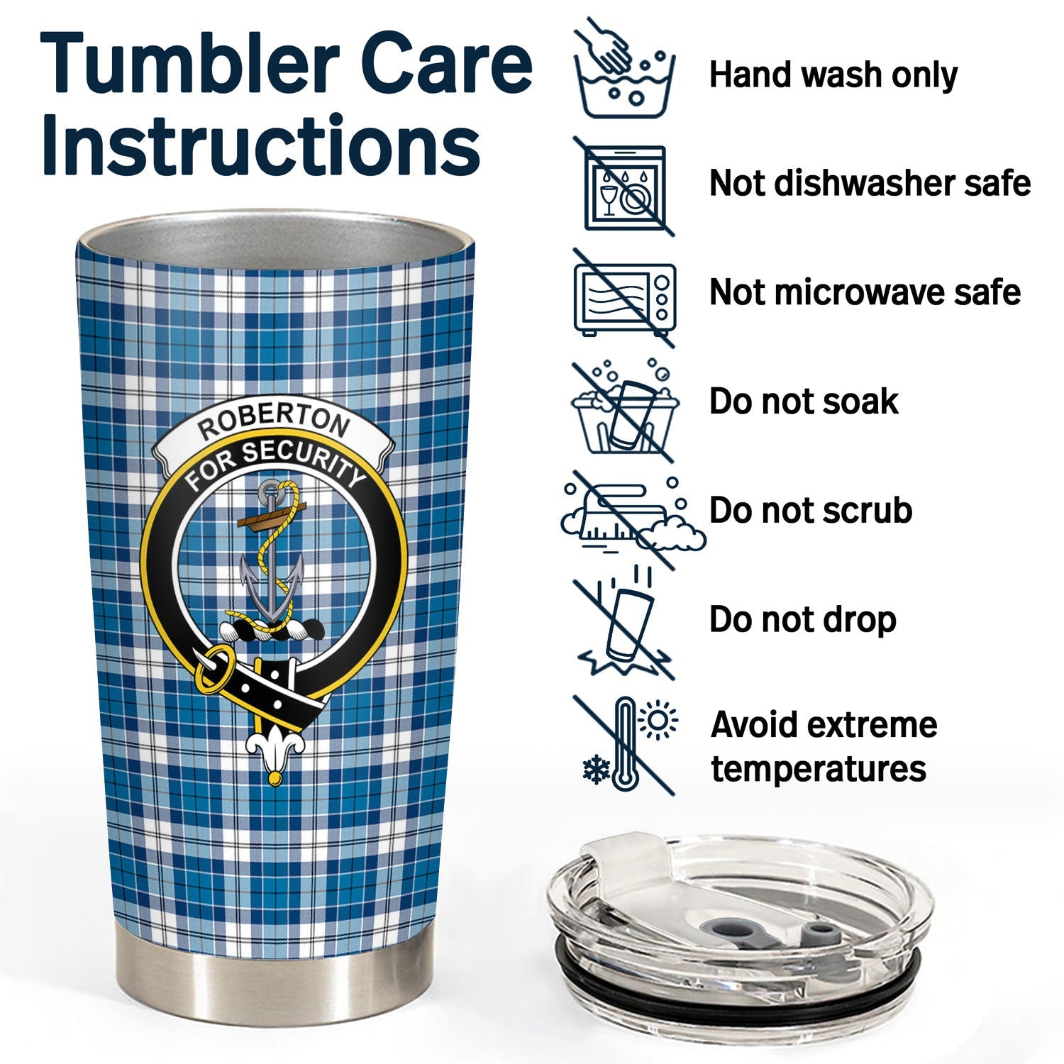 Clan Roberton Tartan Crest Tumbler BE35 Clan Roberton Tartan Today   