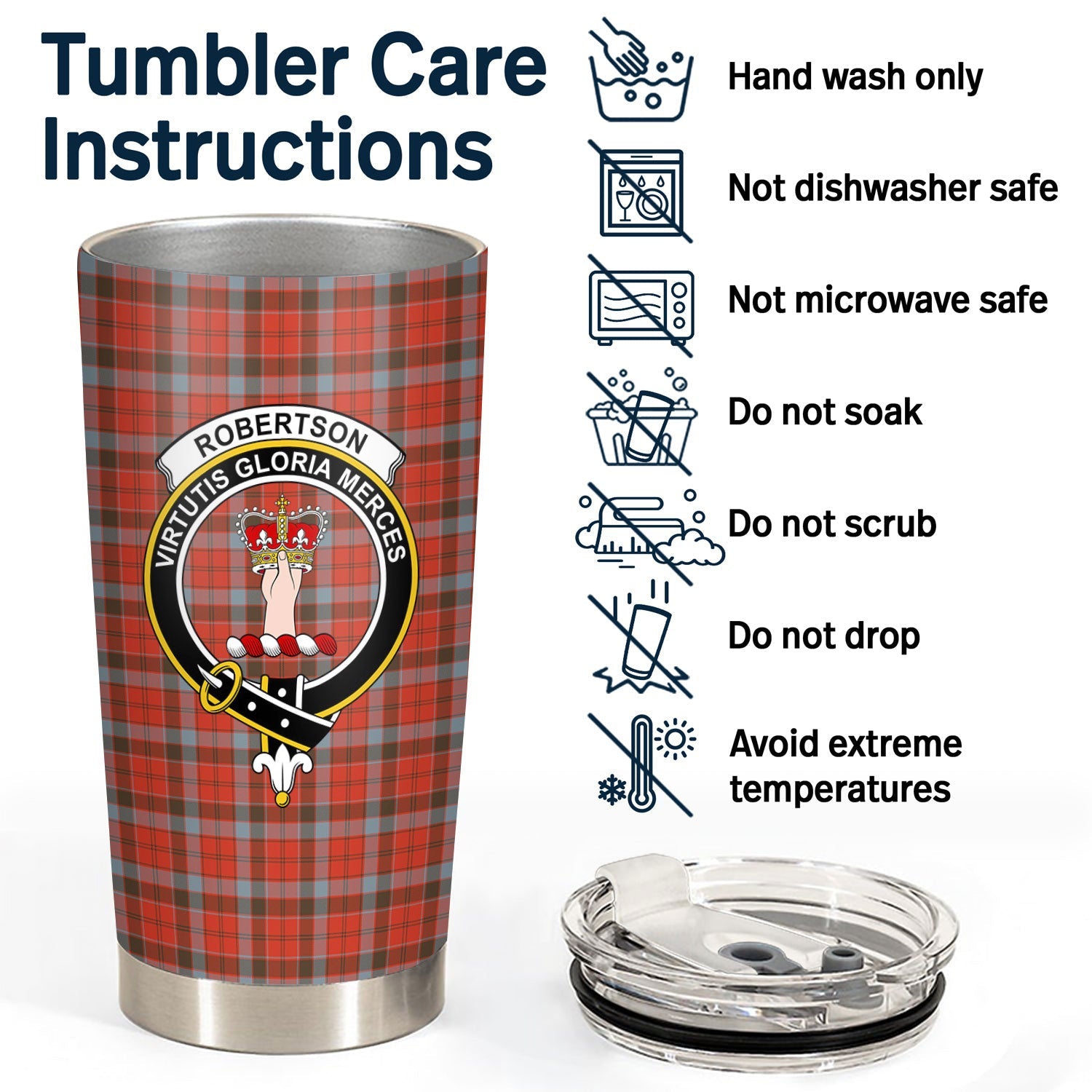 Clan Robertson Weathered Tartan Crest Tumbler CA66 Clan Robertson Tartan Today   