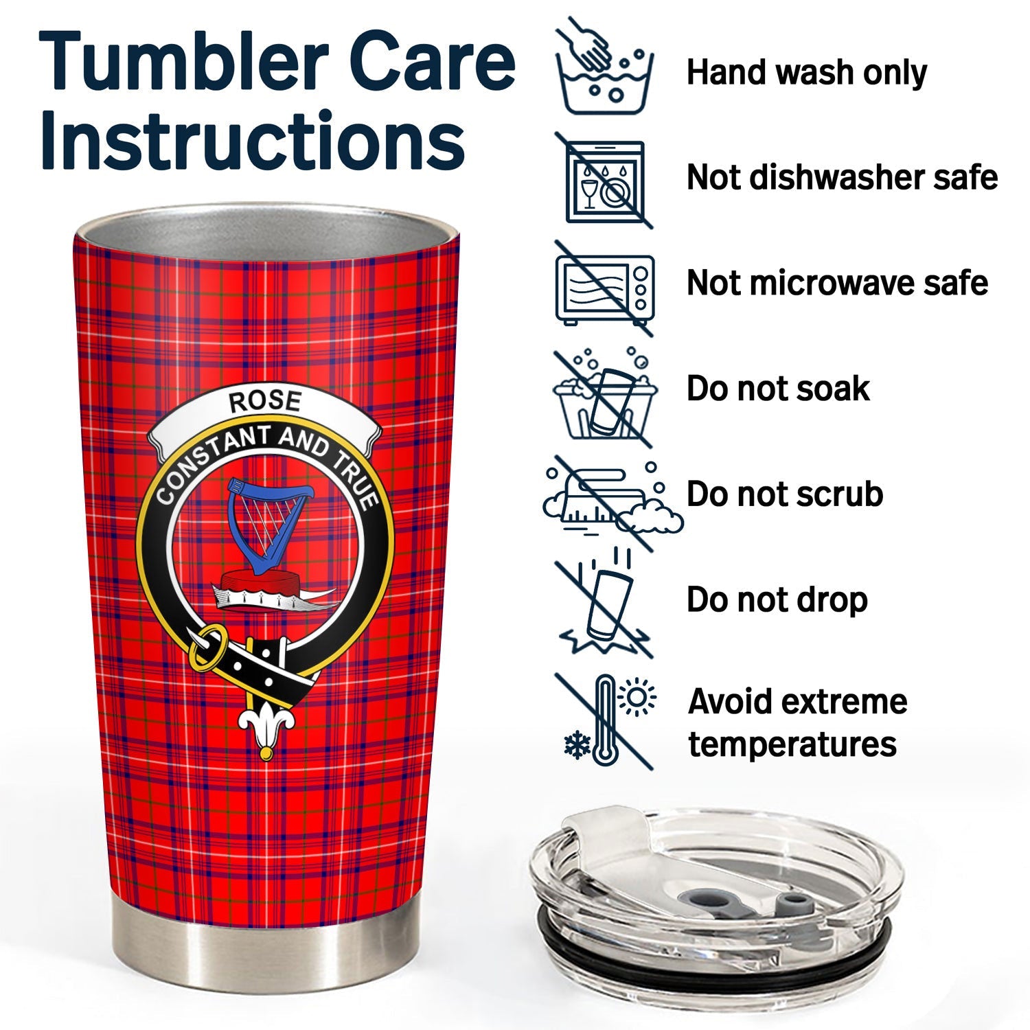 Clan Rose Modern Tartan Crest Tumbler SS27 Clan Rose Tartan Today   