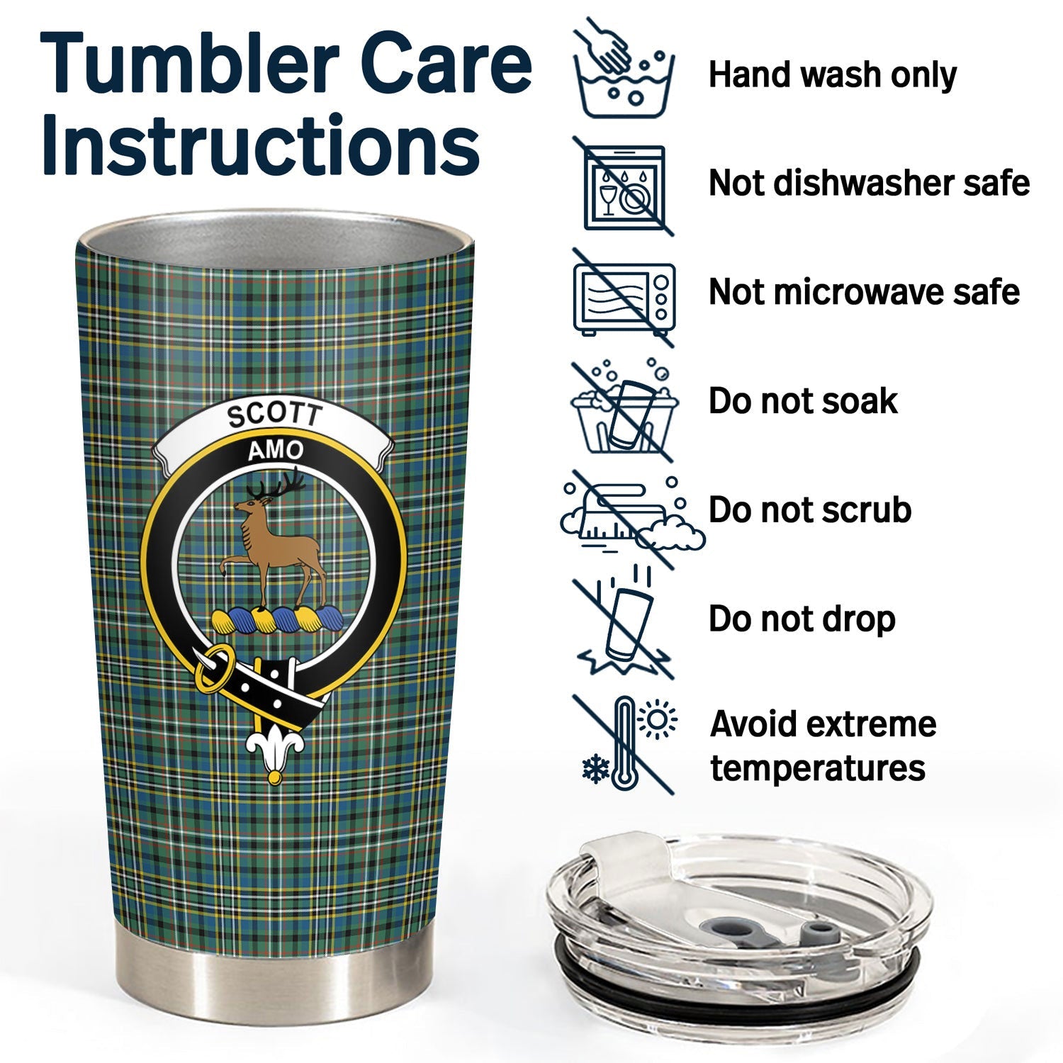 Clan Scott Green Ancient Tartan Crest Tumbler BN45 Clan Scott (Scott Tartan) Tartan Today   