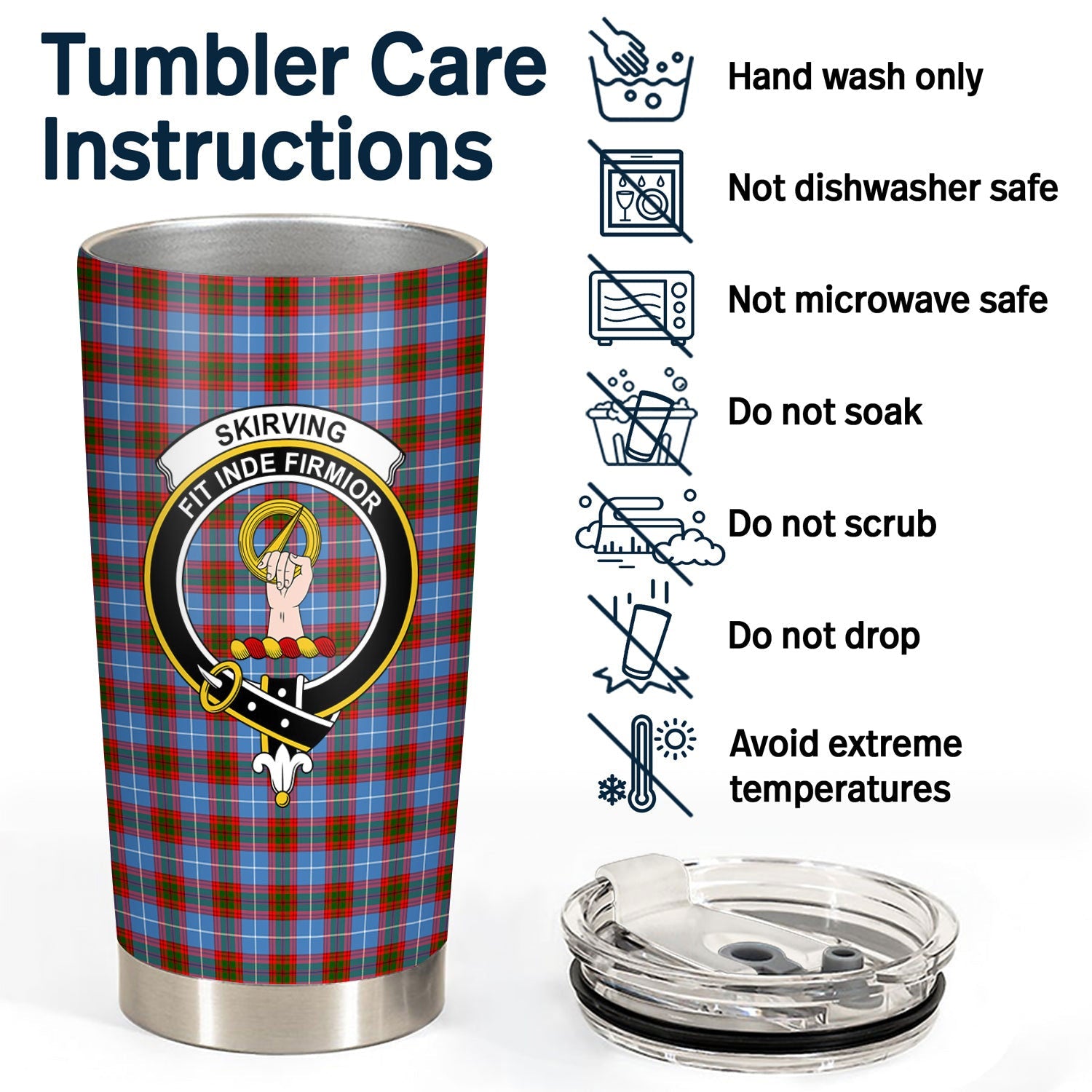 Clan Skirving Tartan Crest Tumbler KY53 Clan Skirving Tartan Today   
