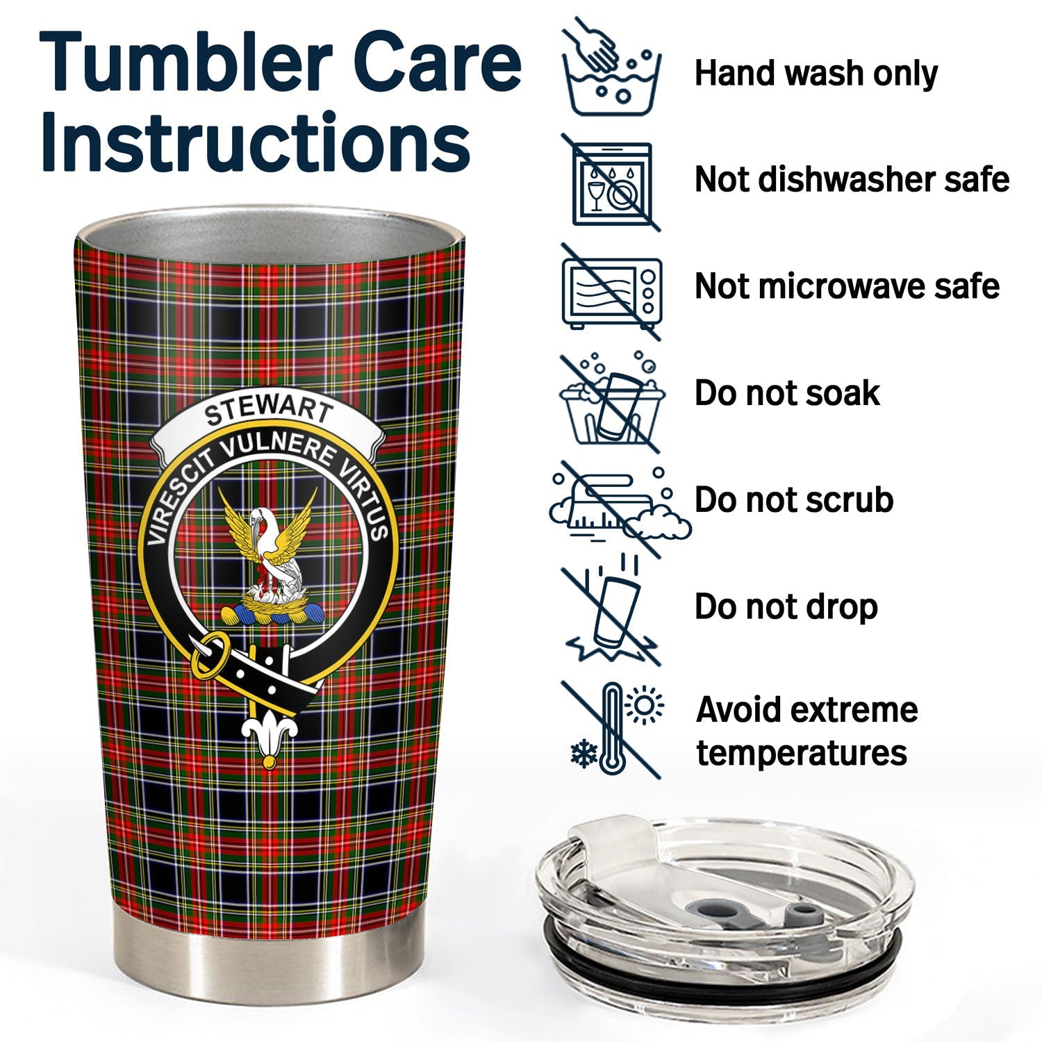 Clan Stewart Black Tartan Crest Tumbler AZ38 Clan Stewart Tartan Today   