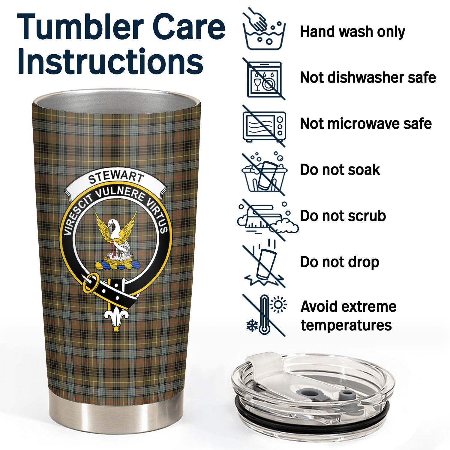 Clan Stewart Hunting Weathered Tartan Crest Tumbler BG95 Clan Stewart Tartan Today   