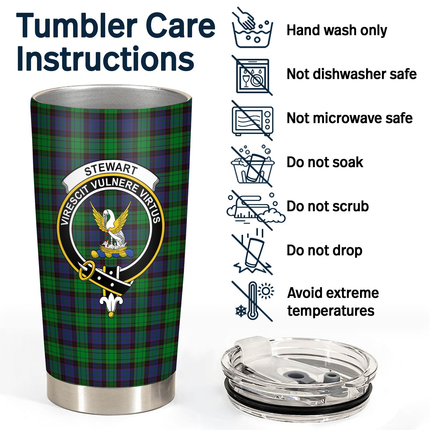 Clan Stewart Old Modern Tartan Crest Tumbler BJ83 Clan Stewart Tartan Today   