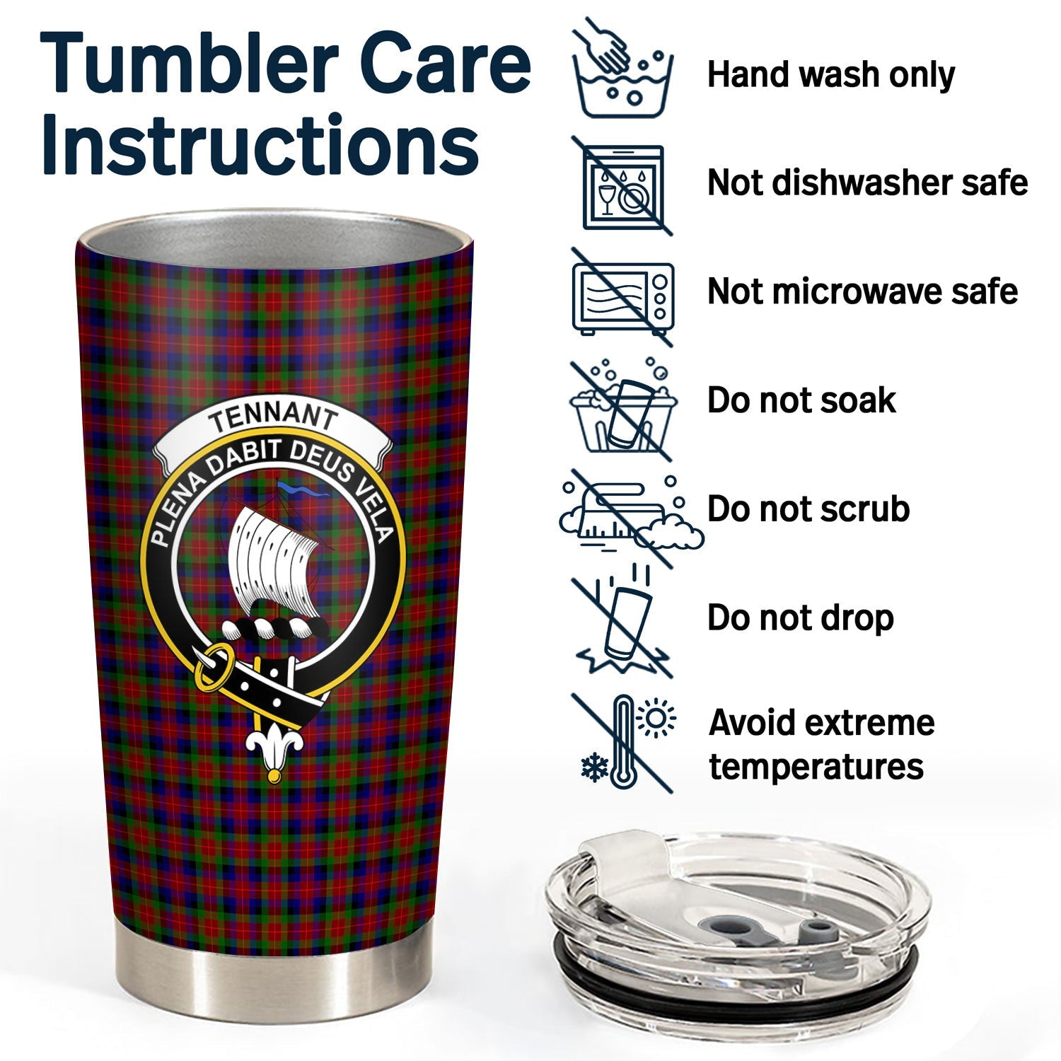 Clan Tennant Tartan Crest Tumbler TU39 Clan Tennant Tartan Today   