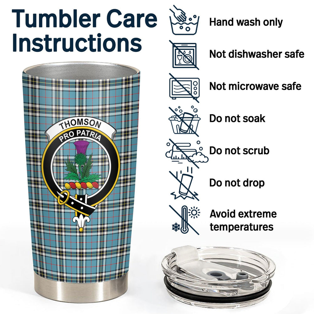 Clan Thomson Blue Tartan Crest Tumbler MI47 Clan Thomson Tartan Today   