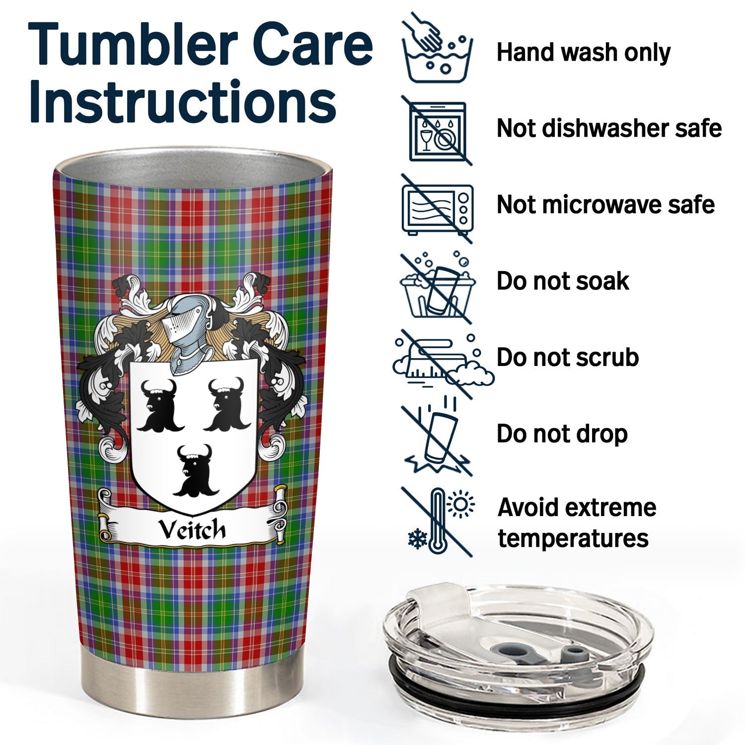 Clan Veitch Tartan Crest Tumbler SH15 Clan Hall Tartan Today   
