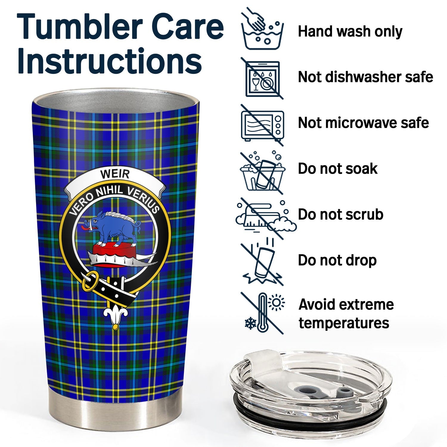Clan Weir Modern Tartan Crest Tumbler AO13 Clan Weir Tartan Today   