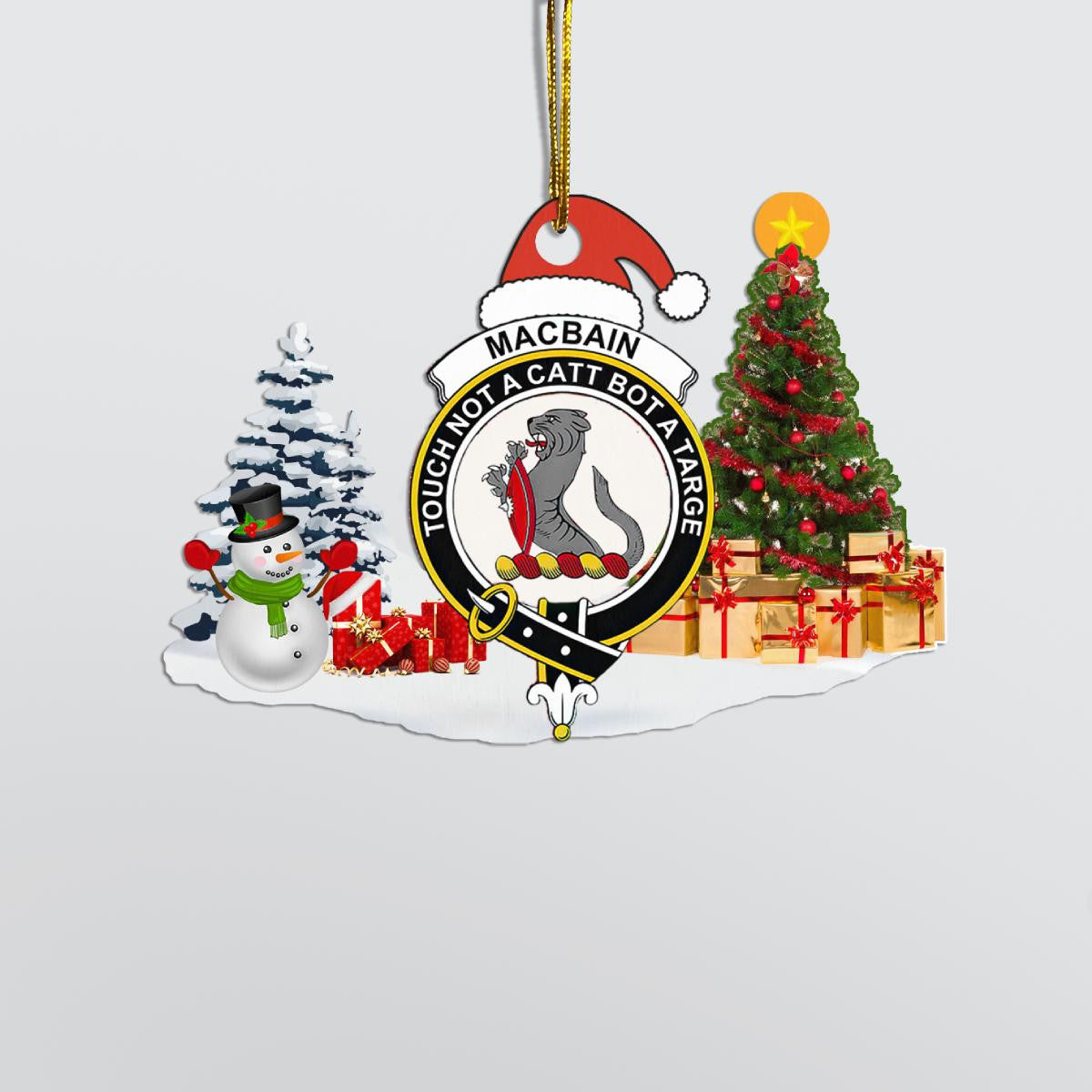 Clan Maccallum Crest Tartan Acrylic Christmas Ornament ZJ68 Maccallum Tartan Tartan Christmas   