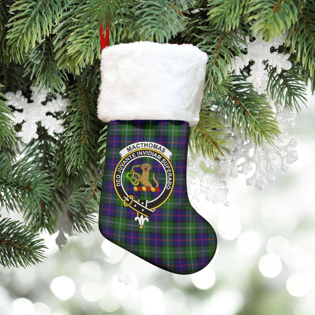 Clan MacThomas Modern Tartan Crest Christmas Stocking GG44 MacThomas Modern Tartan Tartan Stocking   