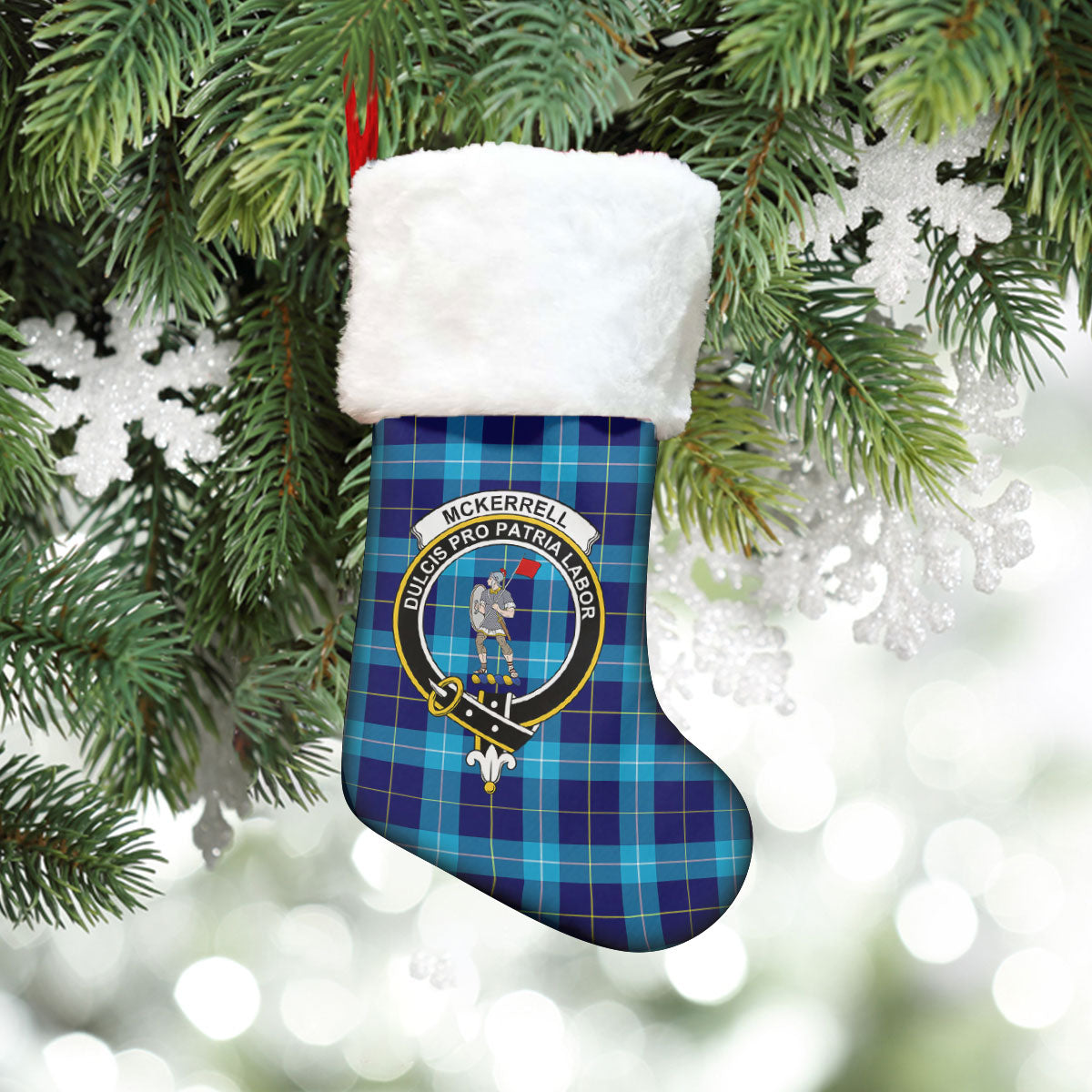 Clan McKerrell Tartan Crest Christmas Stocking FA45 McKerrell Tartan Tartan Stocking   