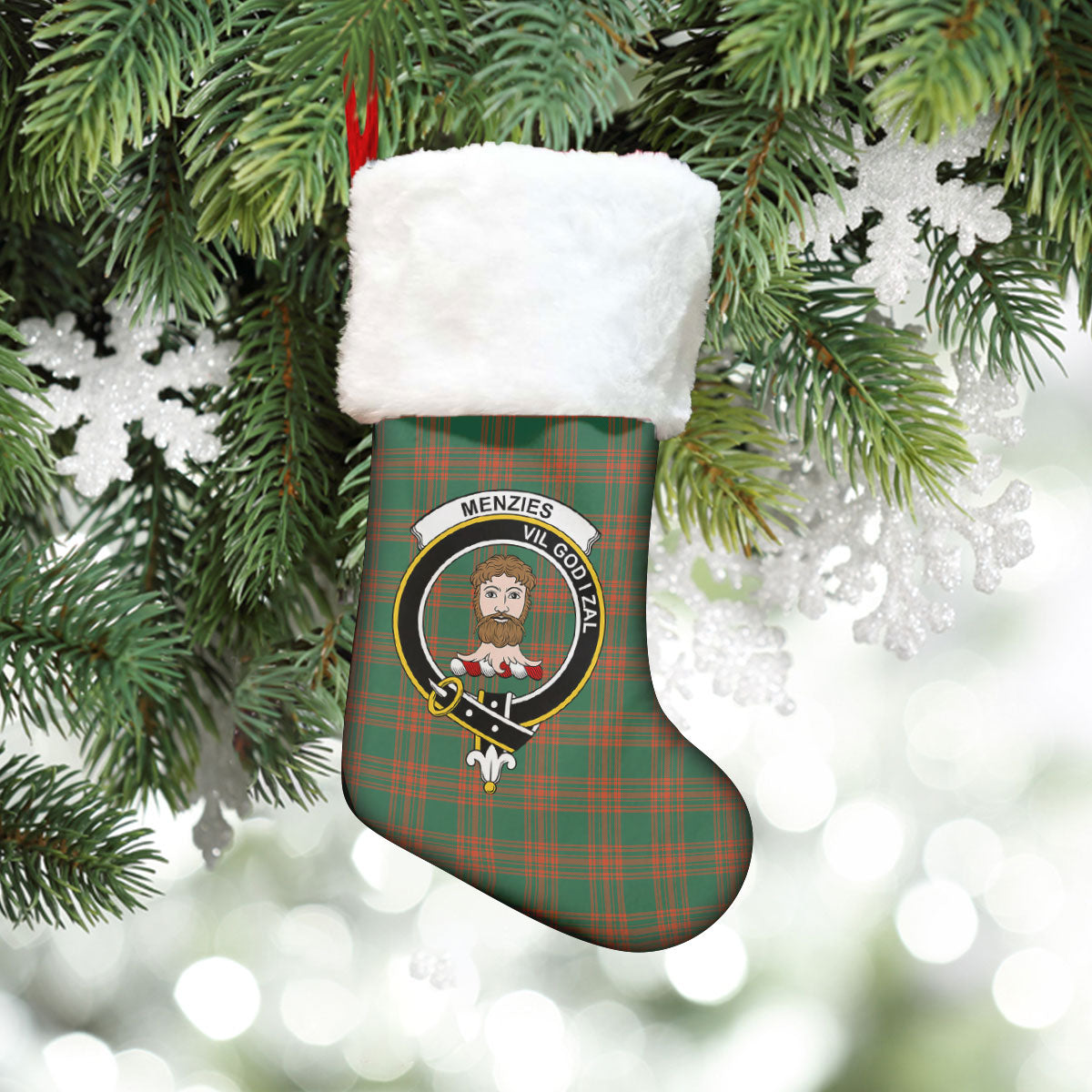 Clan Menzies Green Ancient Tartan Crest Christmas Stocking ZA92 Menzies Green Ancient Tartan Tartan Stocking   