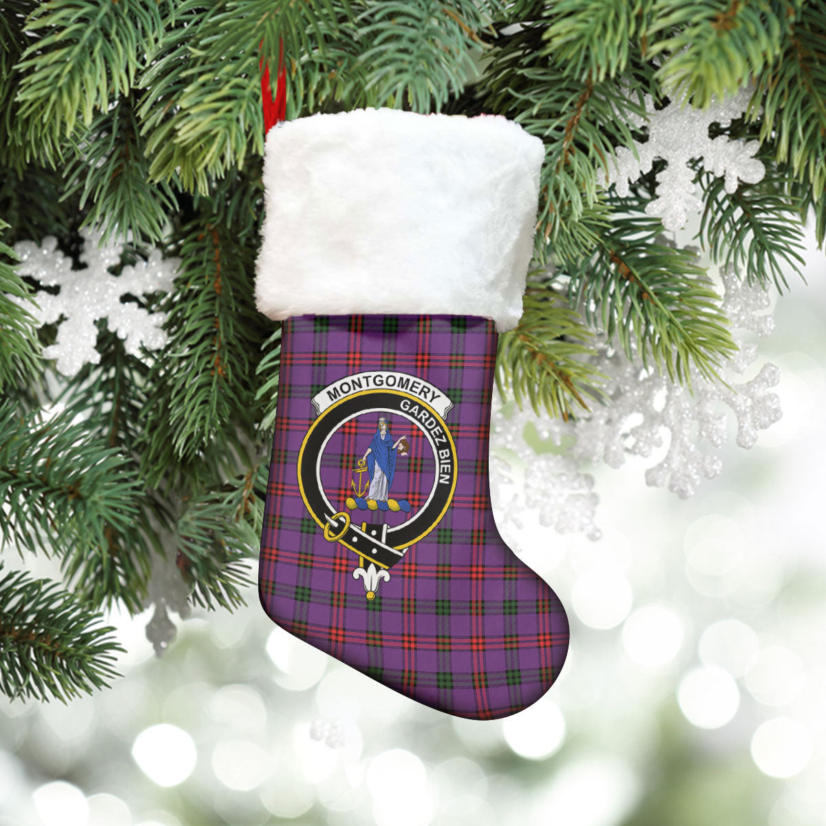 Clan Montgomery Modern Tartan Crest Christmas Stocking MT70 Montgomery Modern Tartan Tartan Stocking   